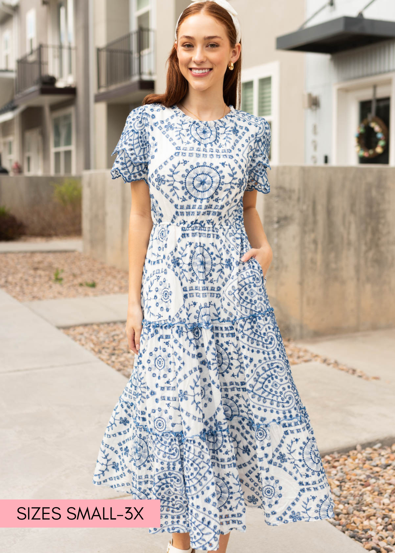 Avis Blue Embroidered Dress