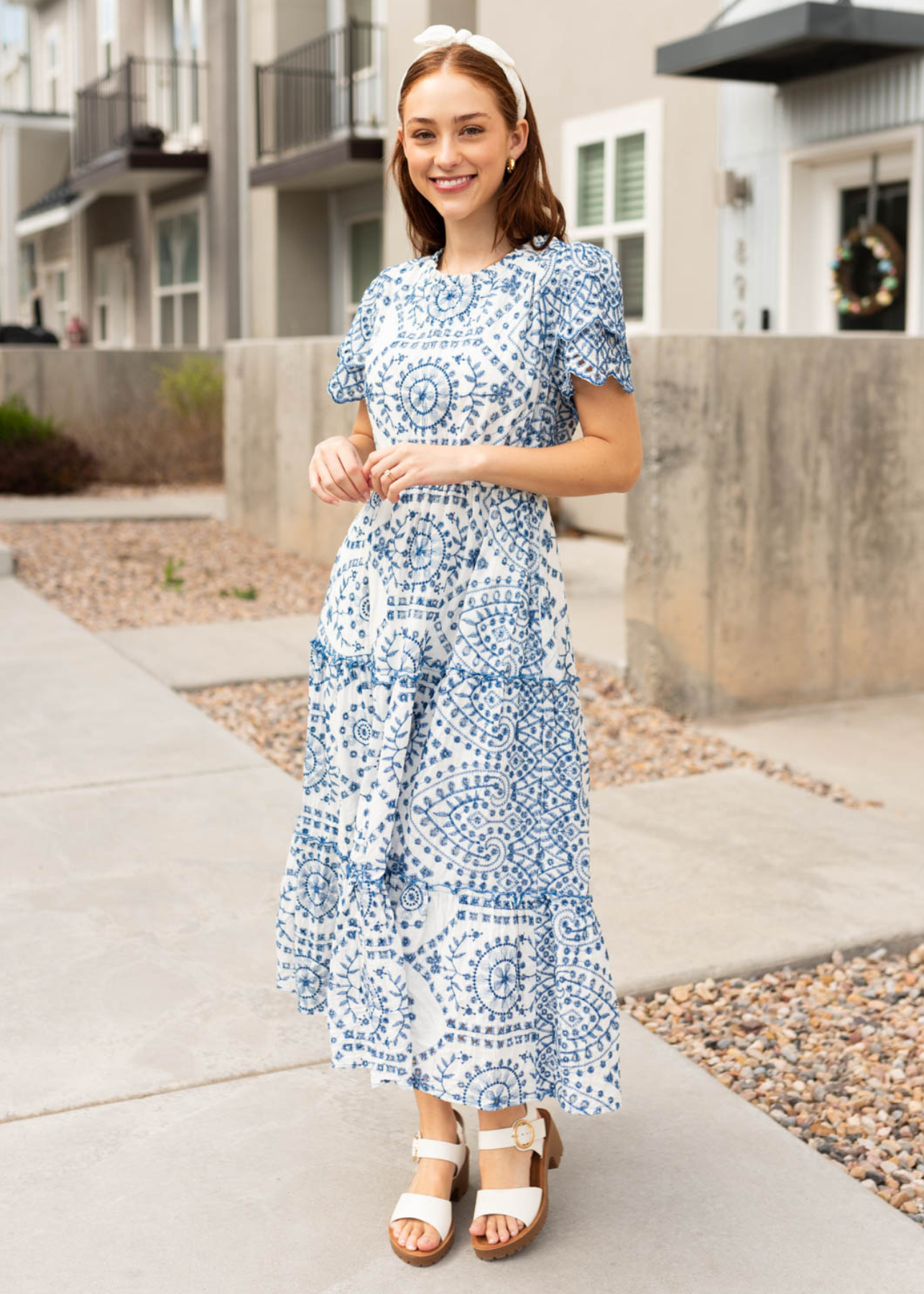Avis Blue Embroidered Dress