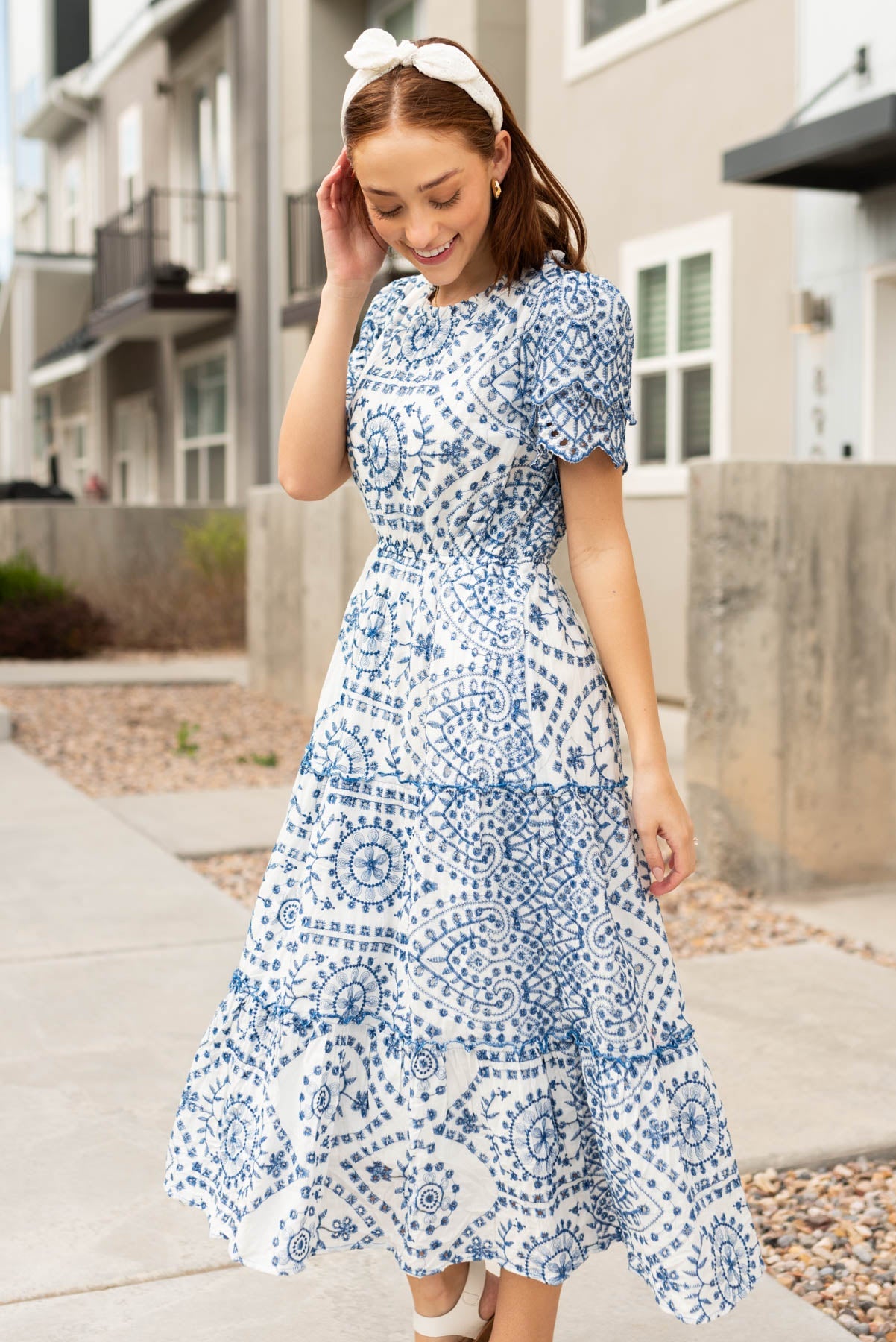 Avis Blue Embroidered Dress