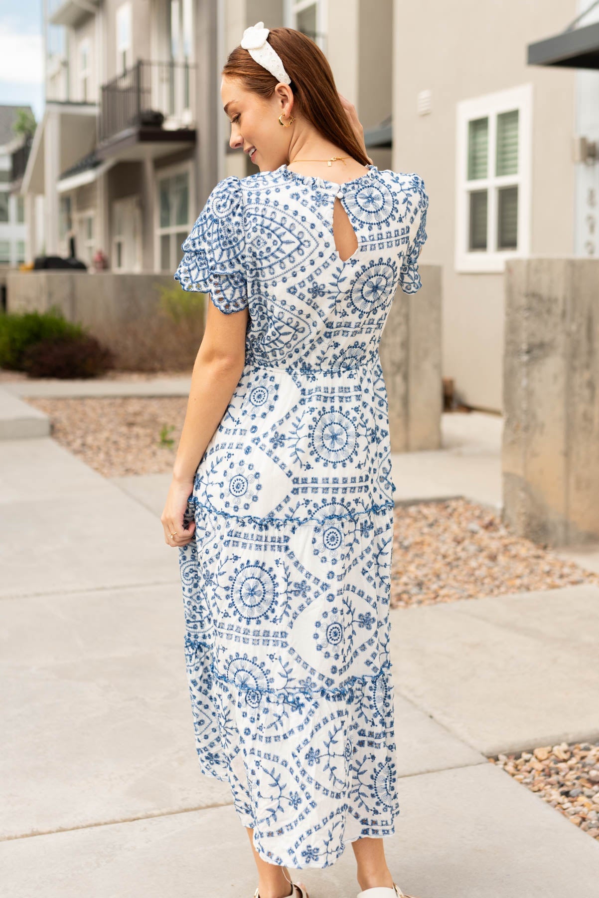 Avis Blue Embroidered Dress