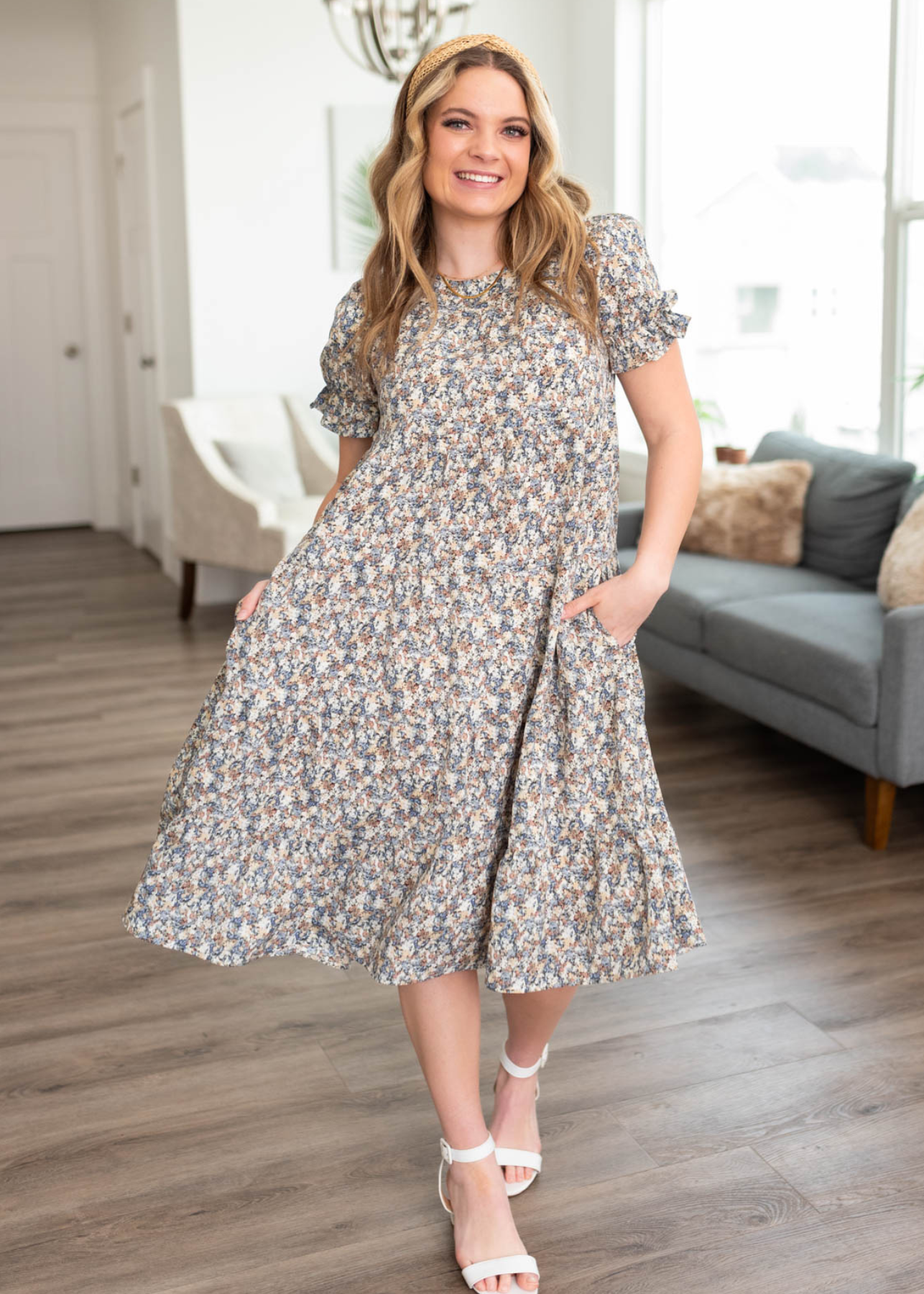 Aya Blue Floral Dress