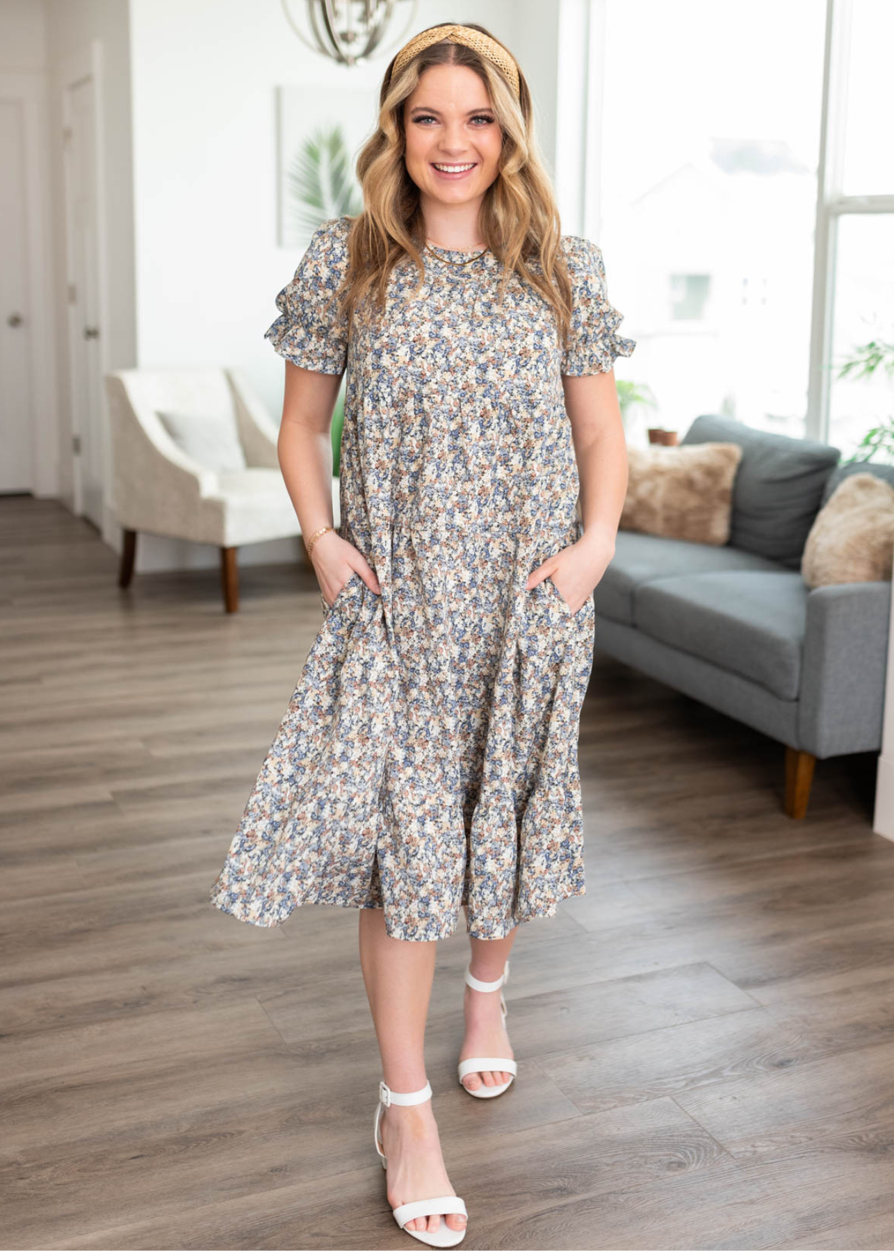 Aya Blue Floral Dress