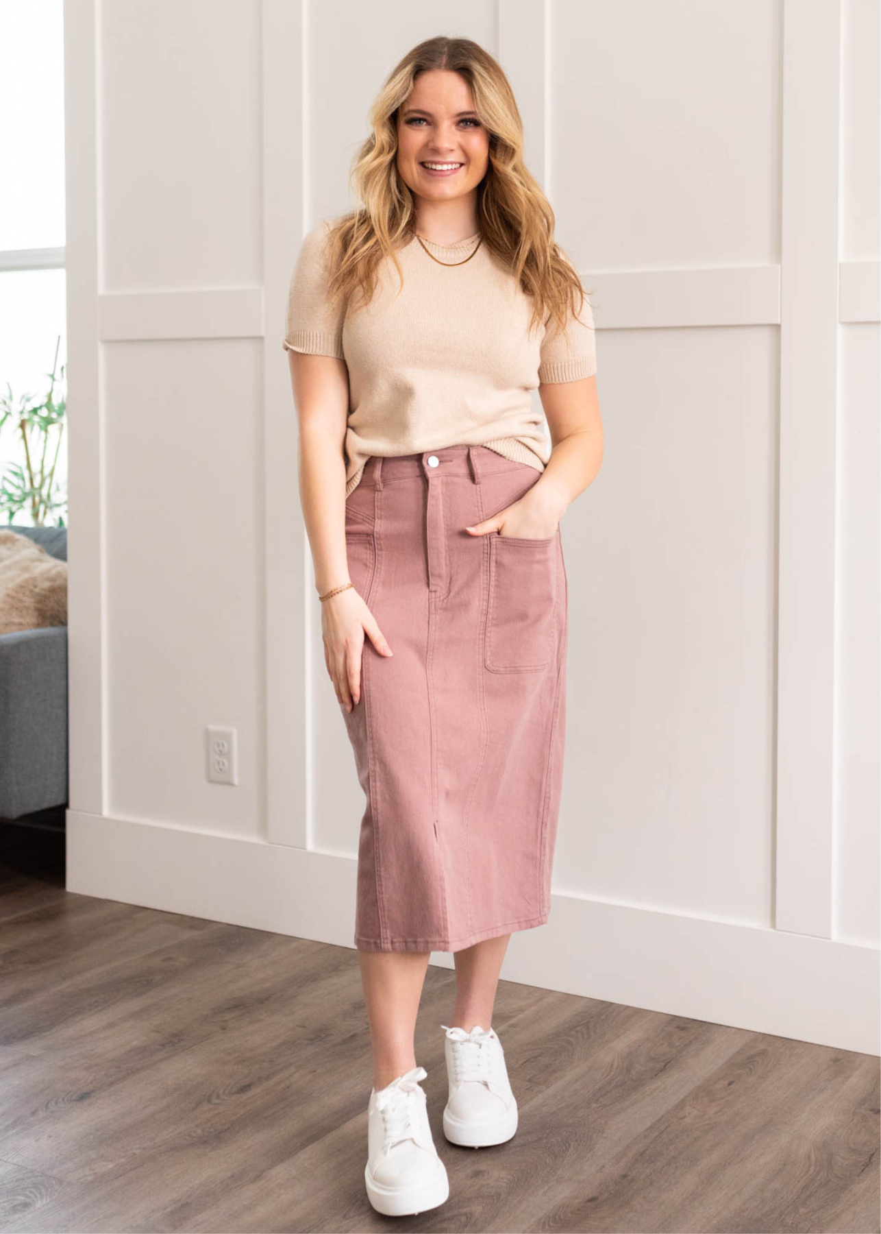 Ayala Mauve Pencil Skirt