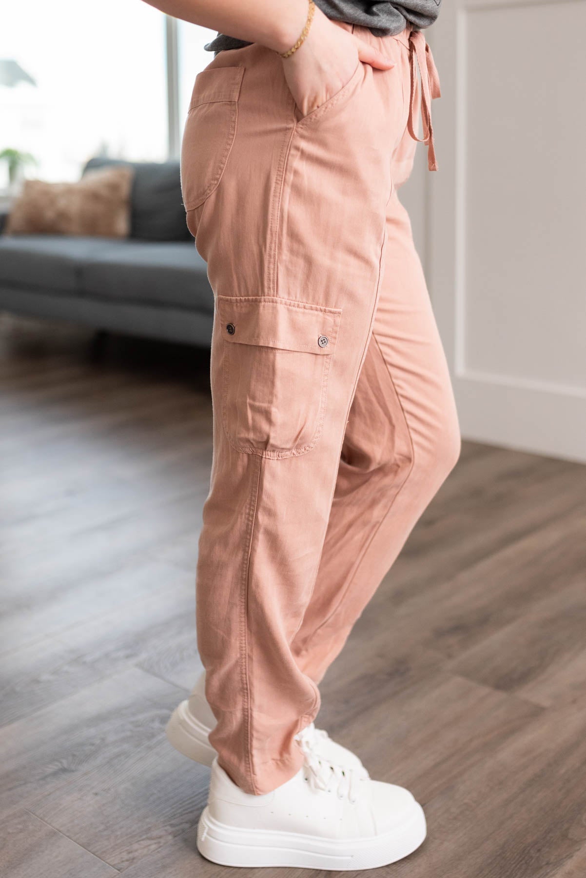 Ayla Dusty Peach Cargo Jogger