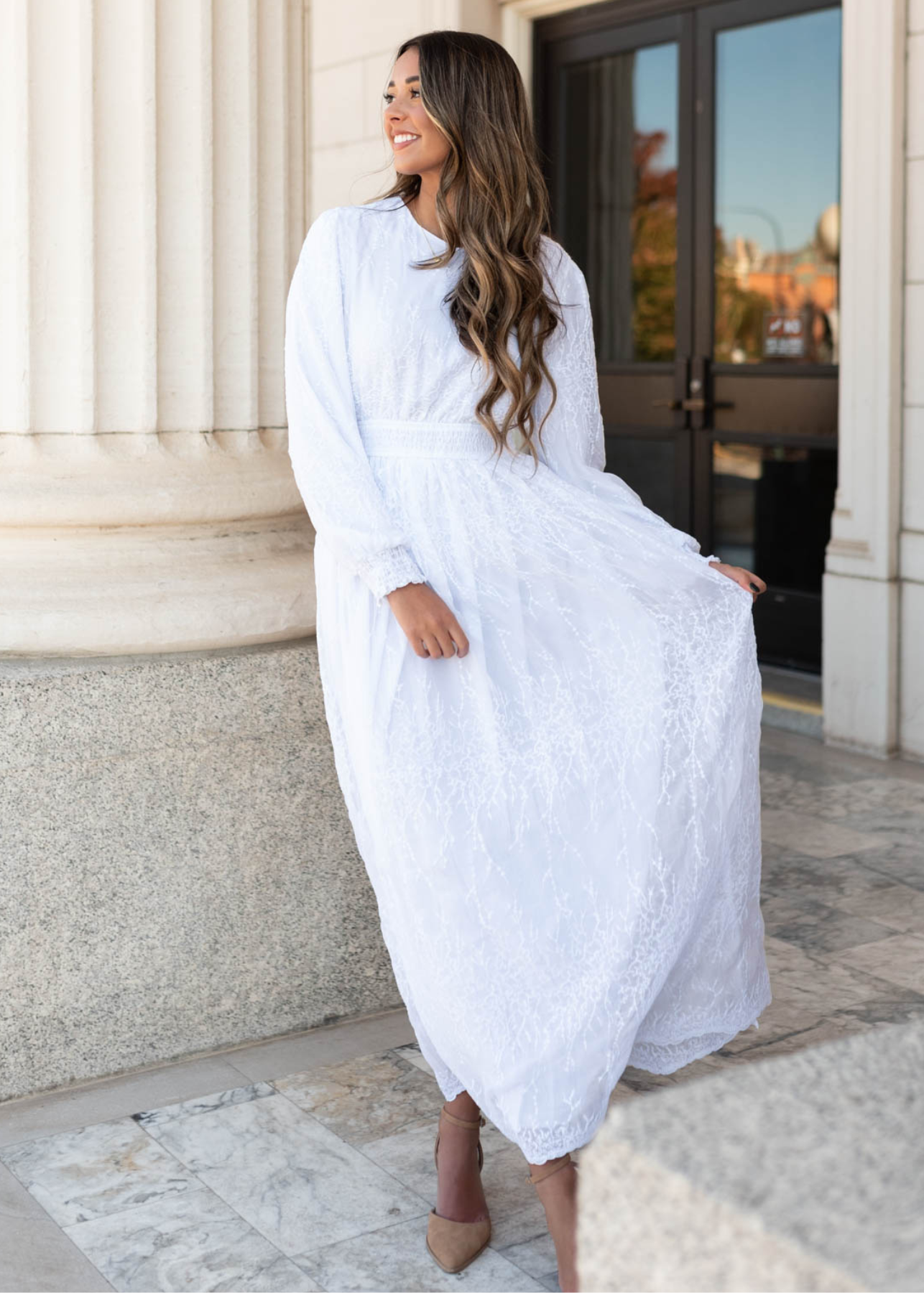Aylee White Embroidered Maxi Dress