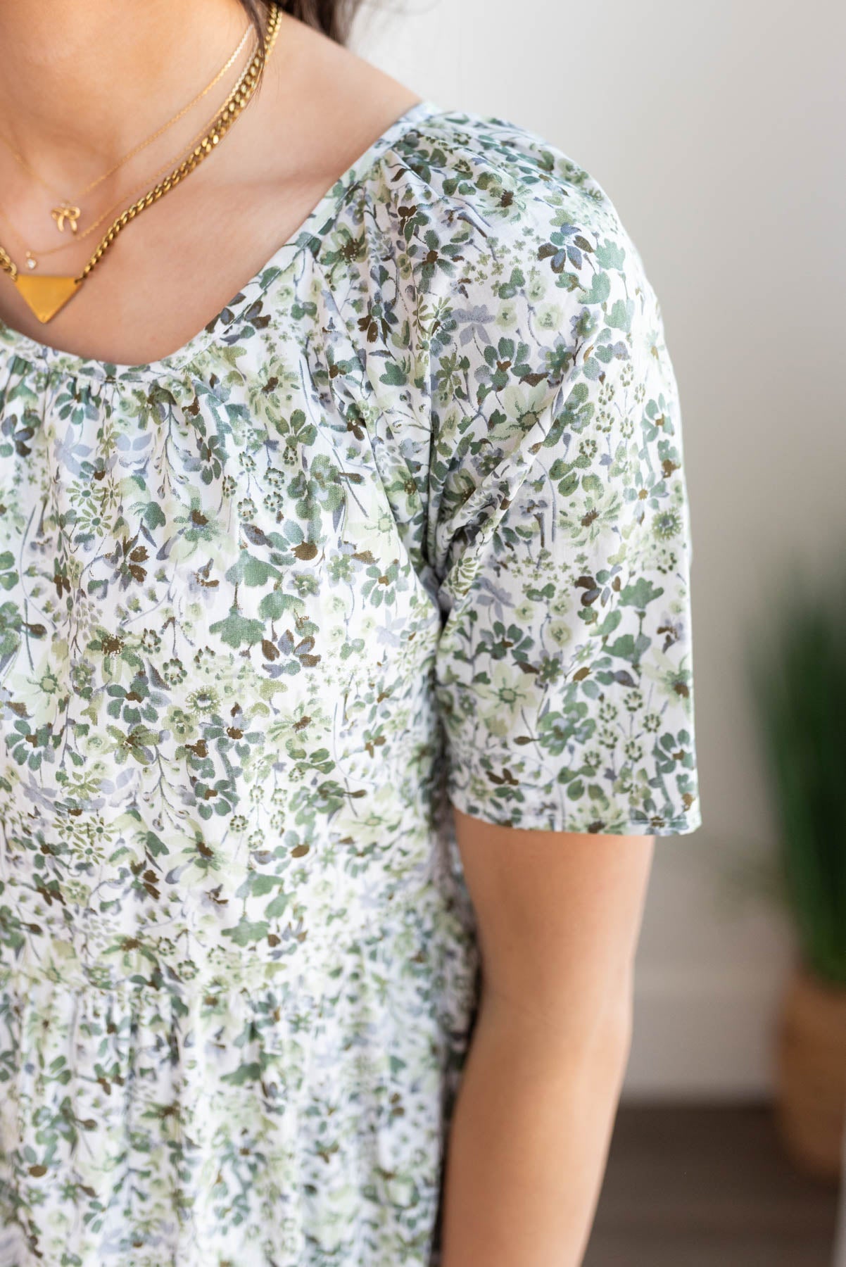 Beatrice Green Floral Tiered Dress