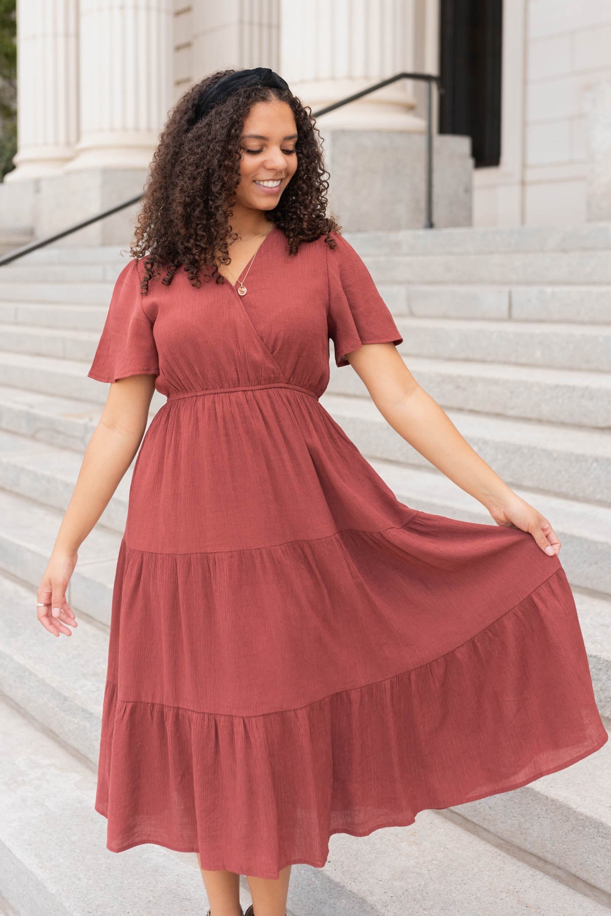 Becca Terracotta Tiered Wrap Dress