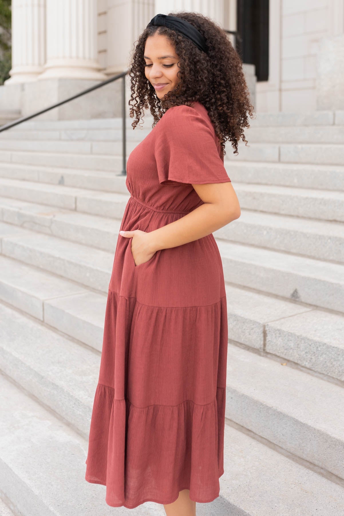 Becca Terracotta Tiered Wrap Dress