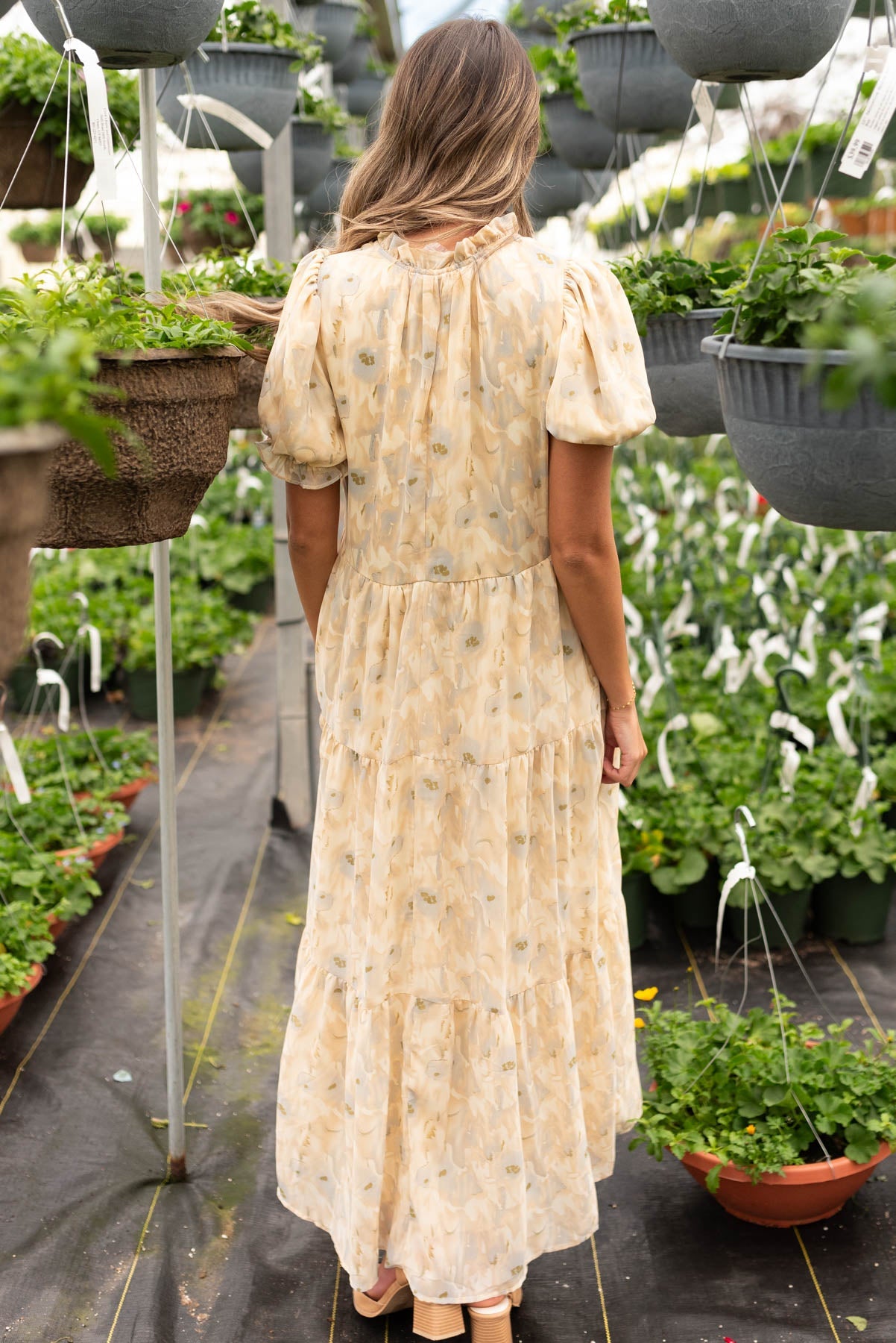 Bernadette Tan Pattern Tiered Dress