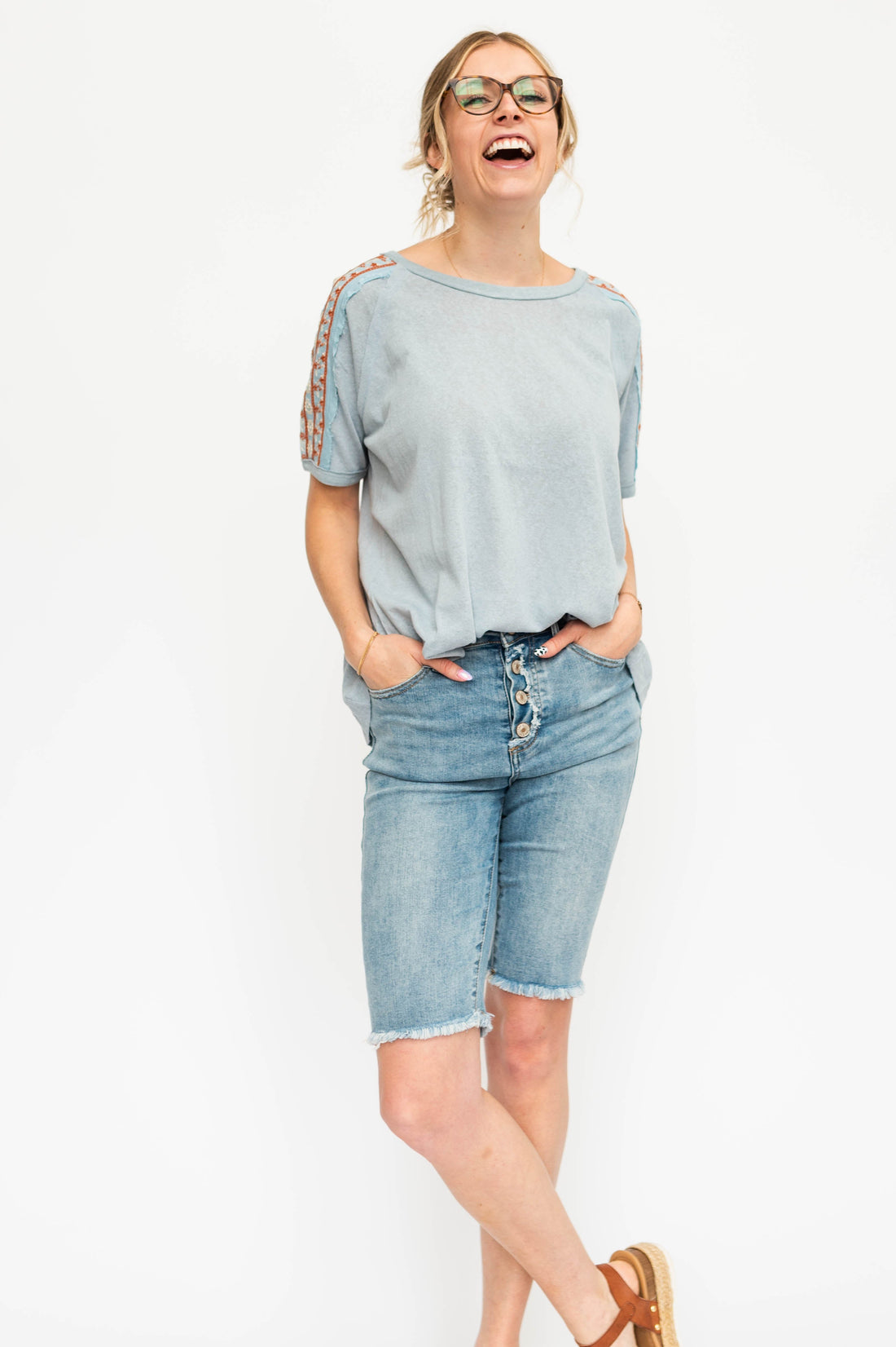 Beth Chambray Top