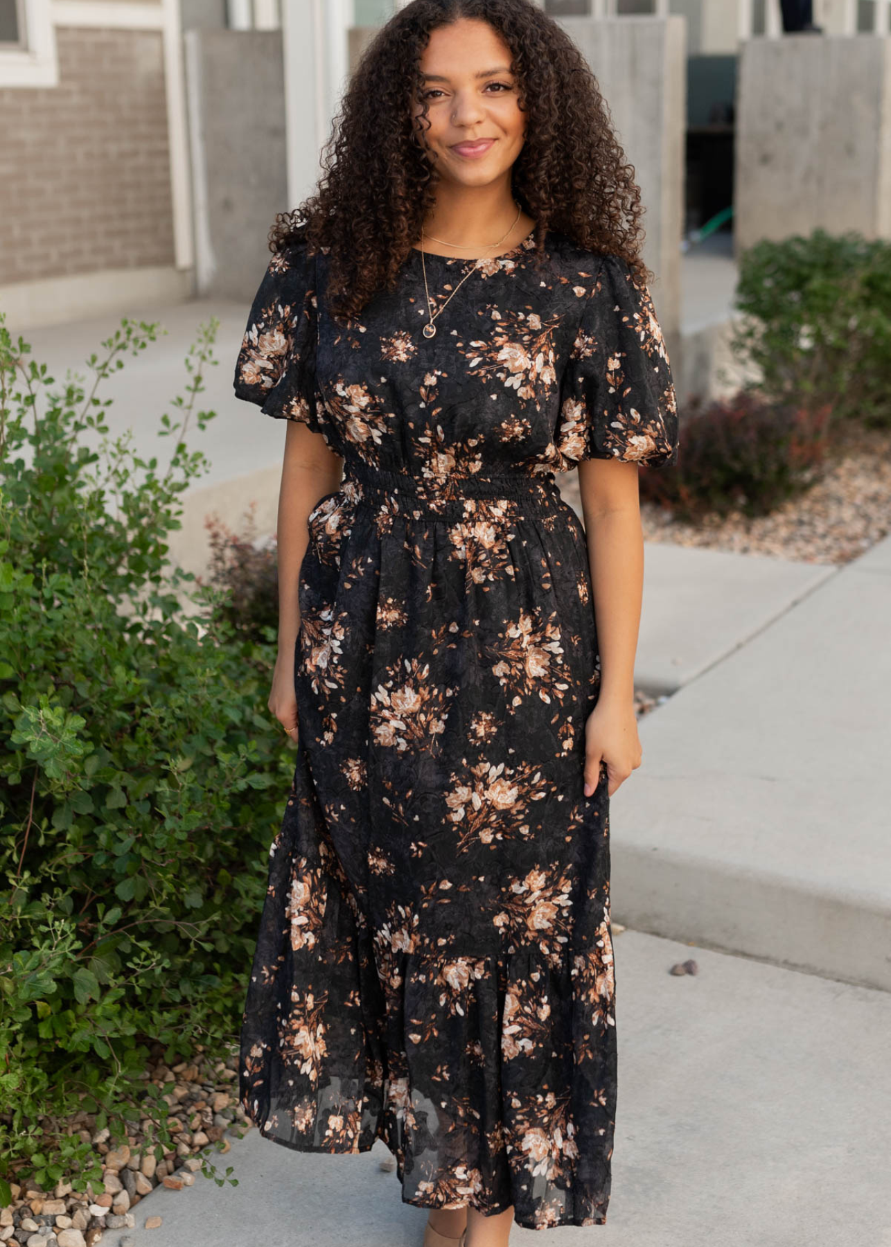 Bianca Black Floral Dress