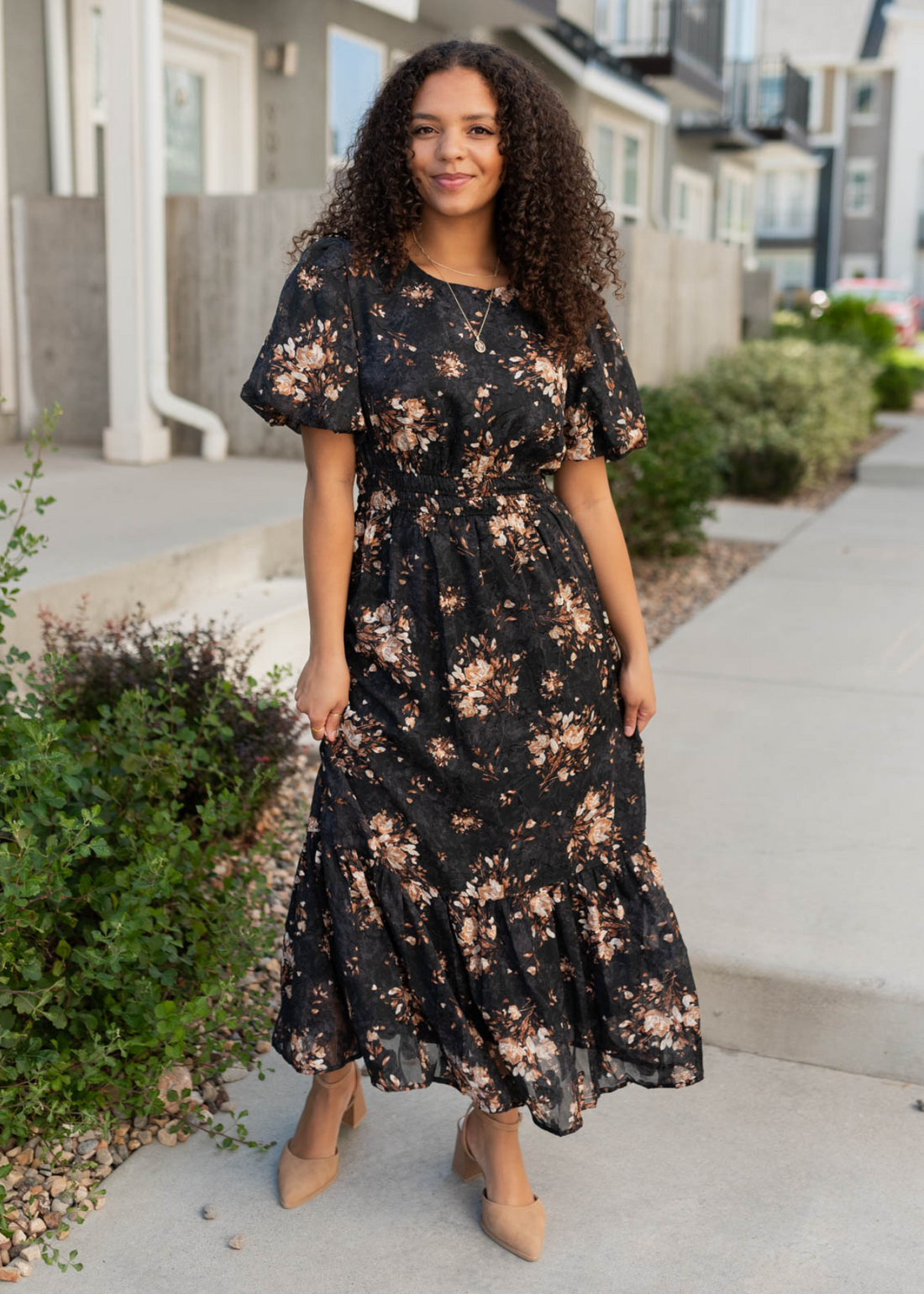 Bianca Black Floral Dress