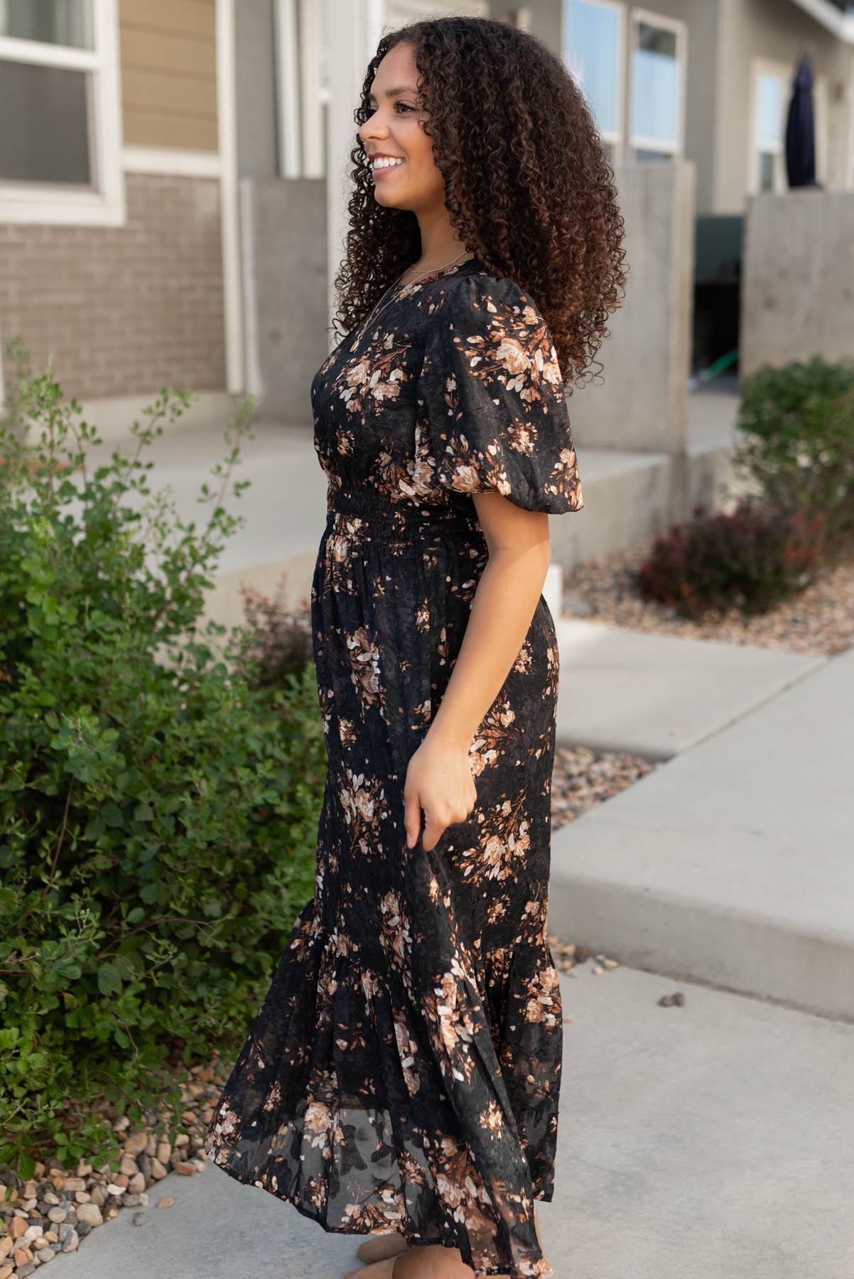 Bianca Black Floral Dress