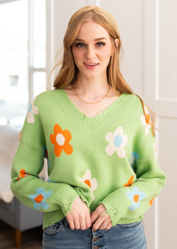 Blair Green Floral Sweater