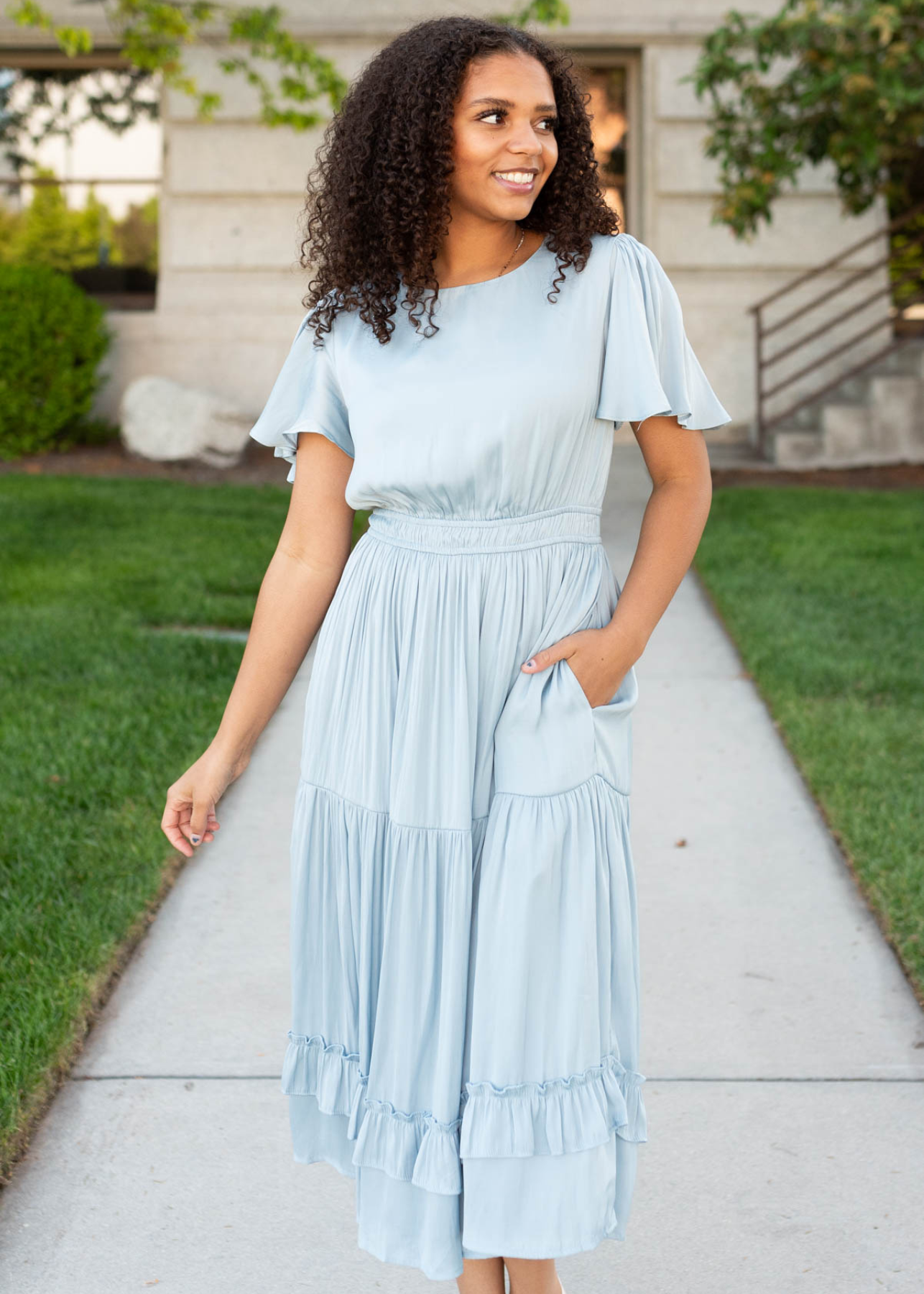 Blake Light Blue Satin Dress