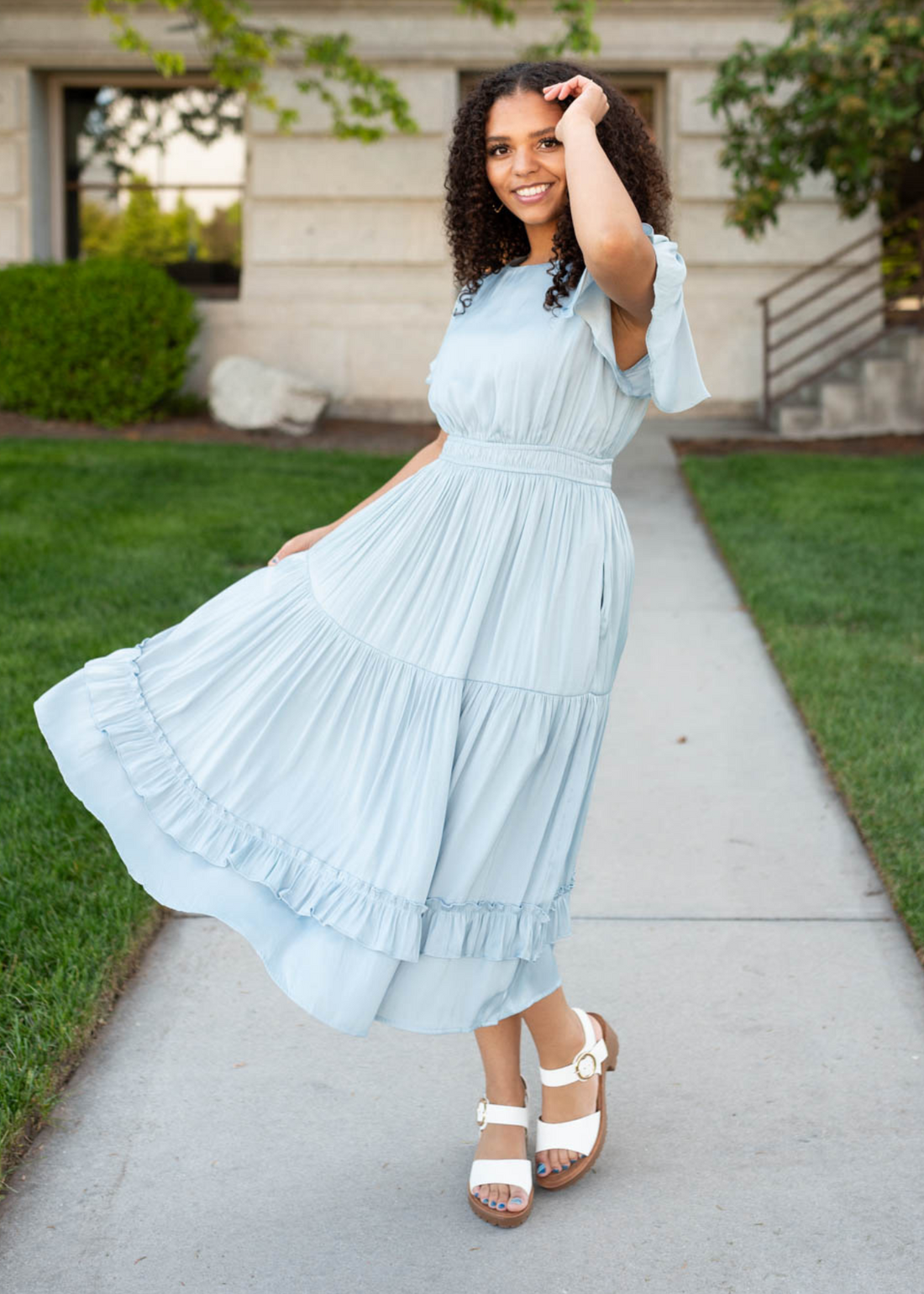 Blake Light Blue Satin Dress