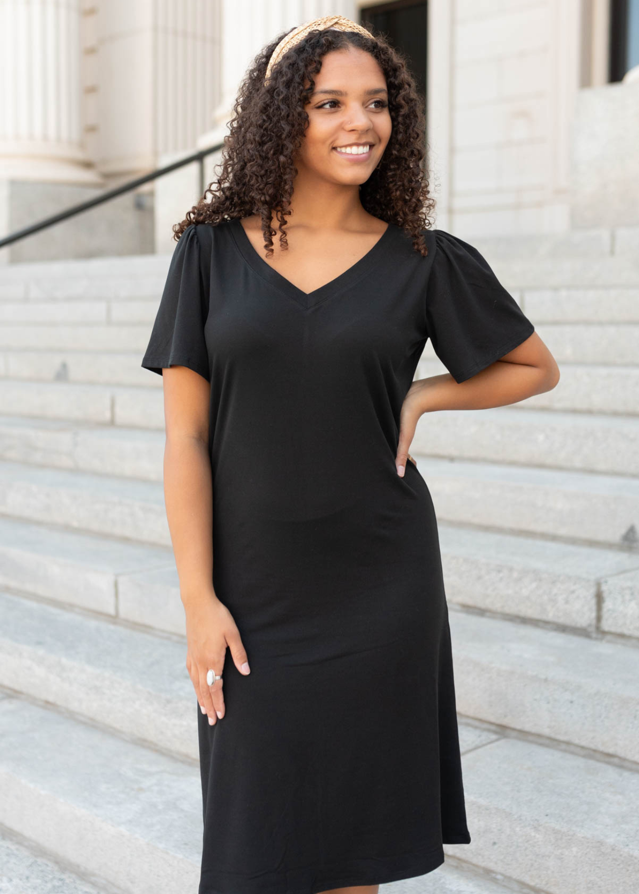 Bonnie Black V-Neck Mini Dress