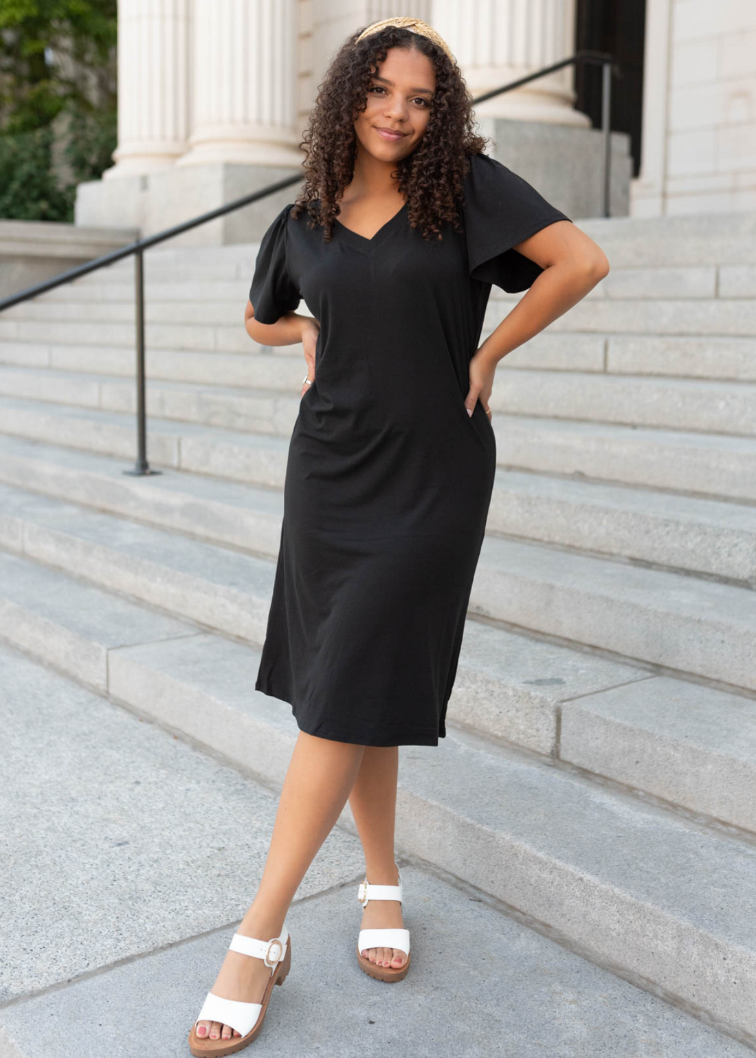 Bonnie Black V-Neck Mini Dress