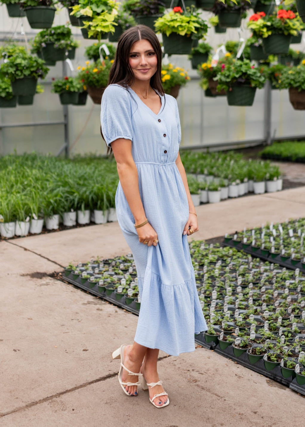 Breanna Blue Gauze Dress
