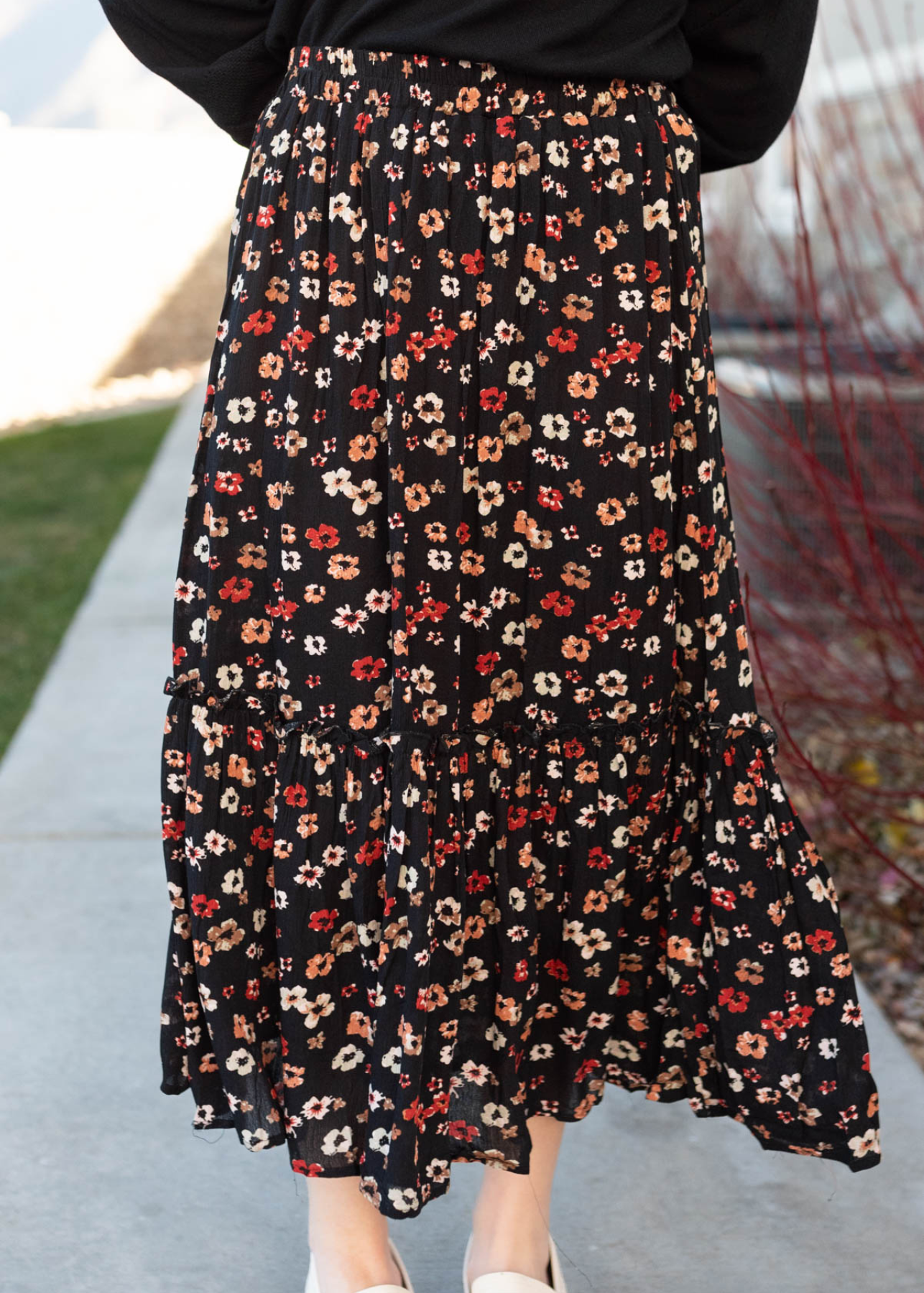 Brie Black Floral Skirt