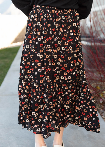 Brie Black Floral Skirt