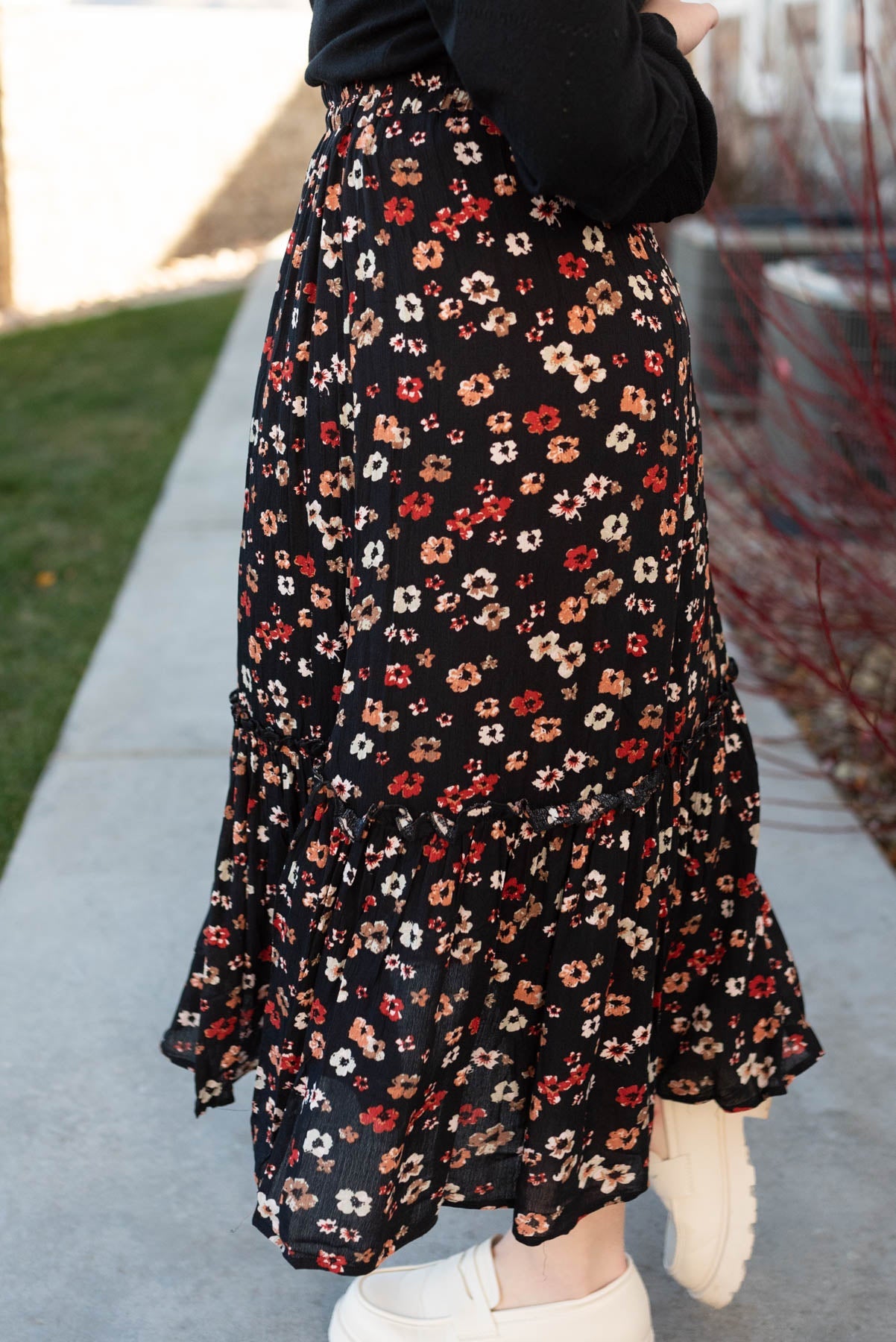 Brie Black Floral Skirt
