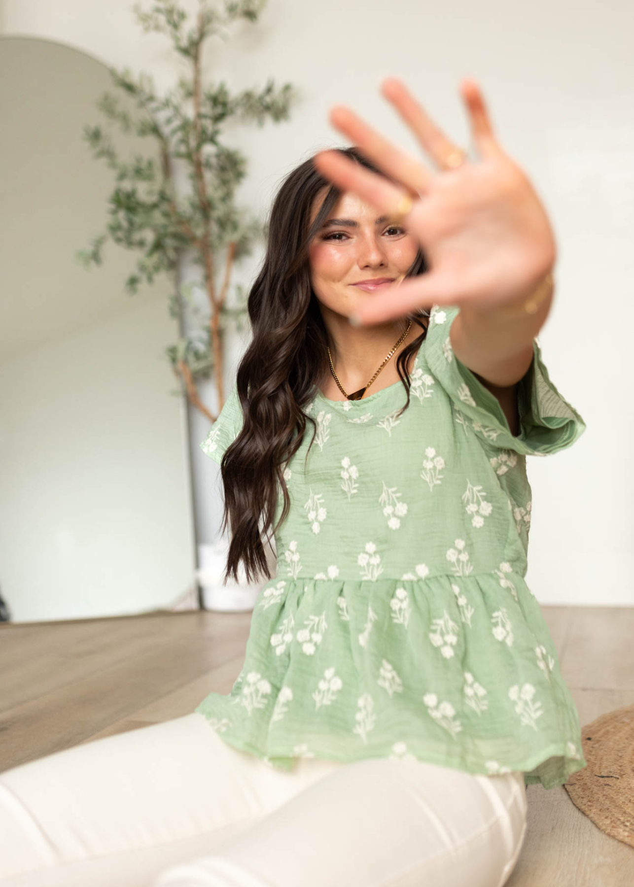 Brie Sage Floral Blouse