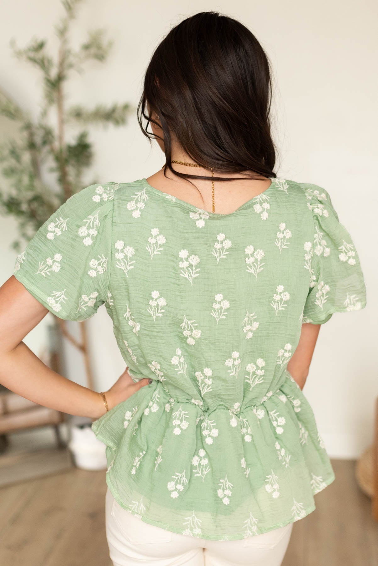 Brie Sage Floral Blouse