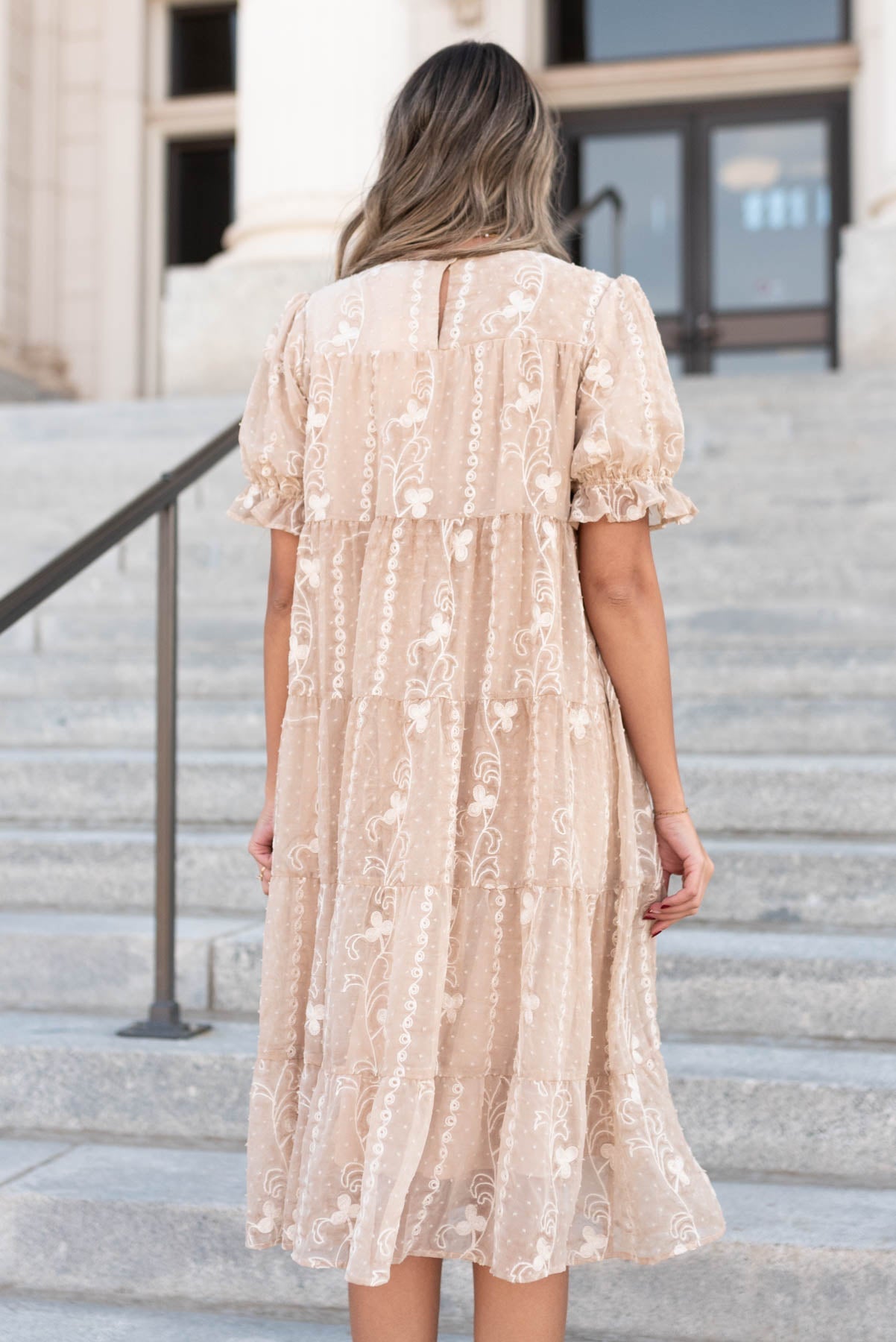 Brinley Beige Embroidered Dress