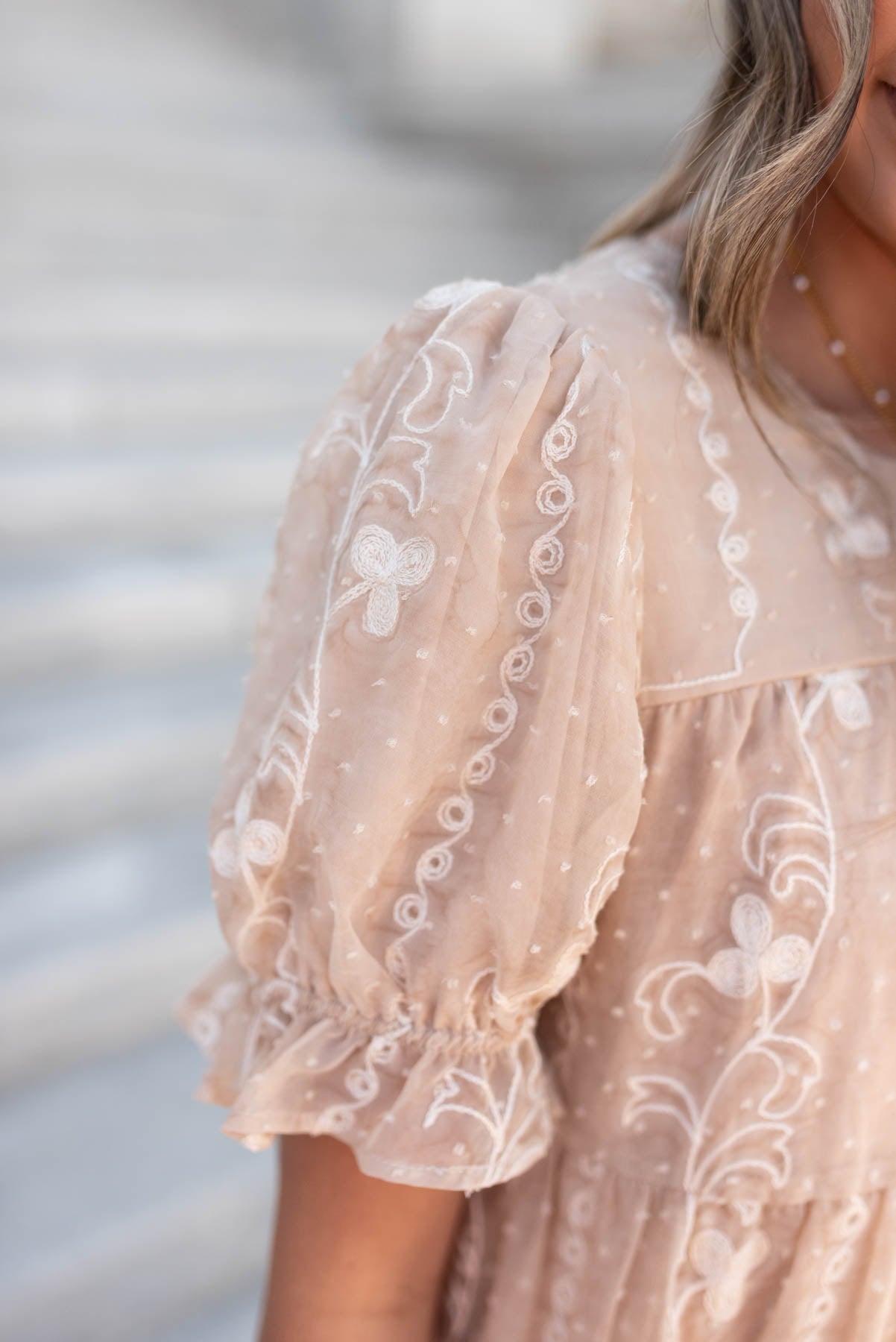 Brinley Beige Embroidered Dress