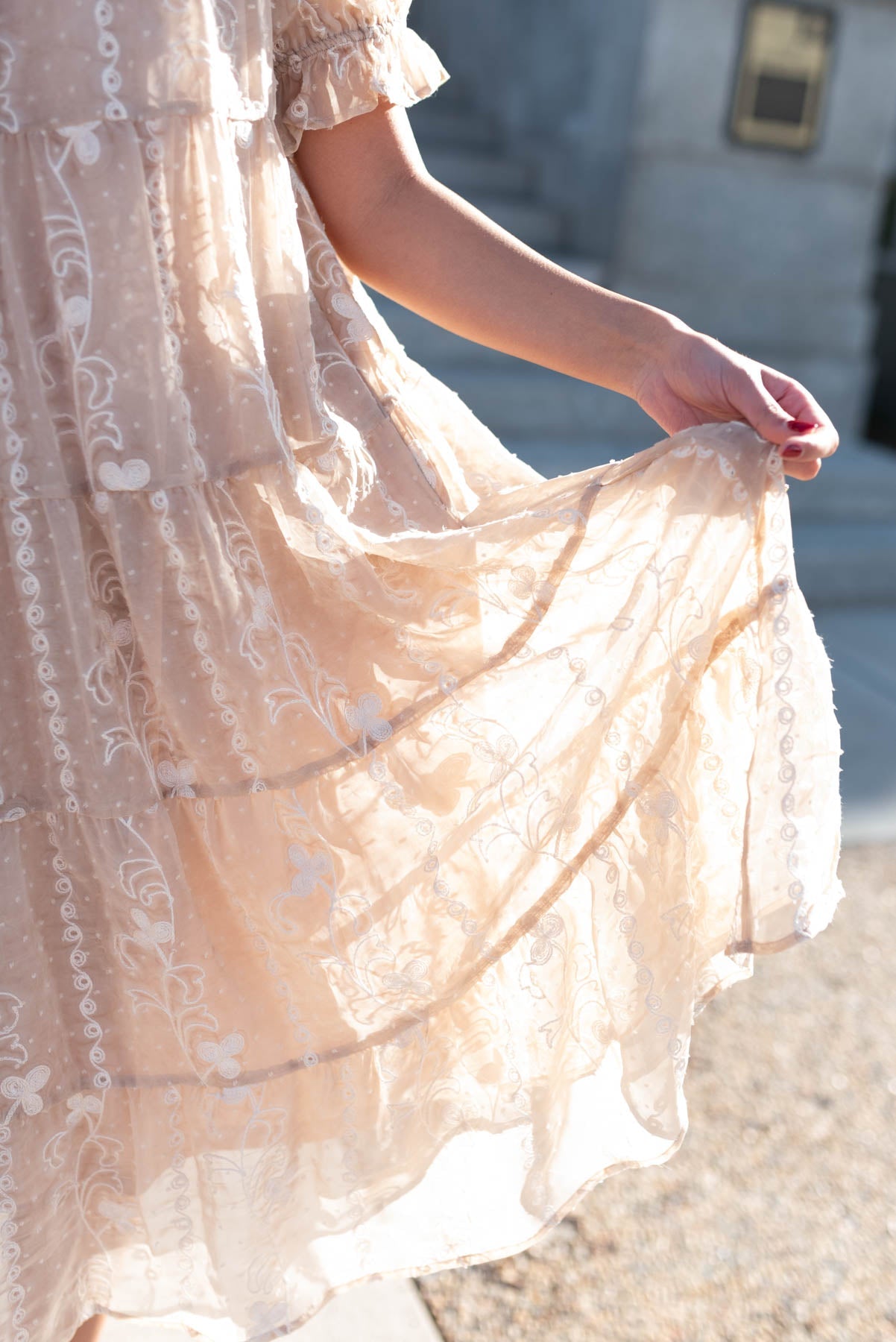 Brinley Beige Embroidered Dress