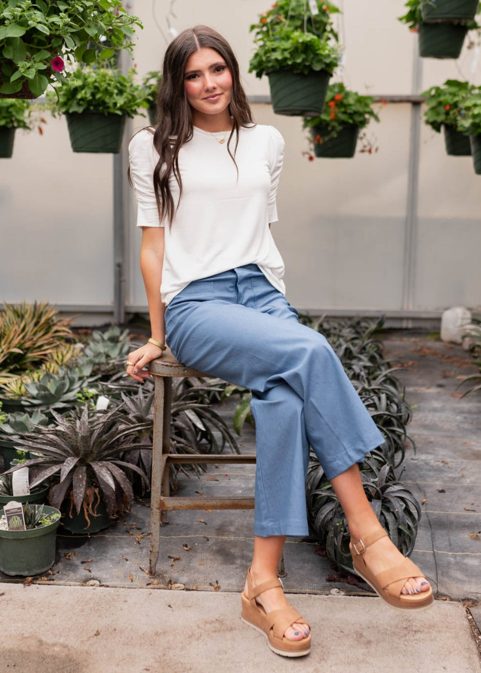 Britton Ivory Ruffle Sleeve Top