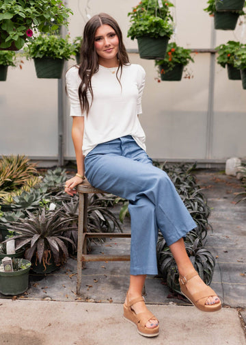 Britton Ivory Ruffle Sleeve Top
