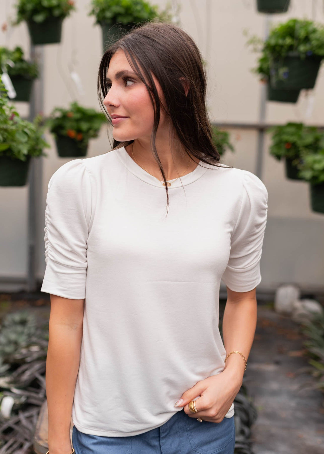 Britton Ivory Ruffle Sleeve Top