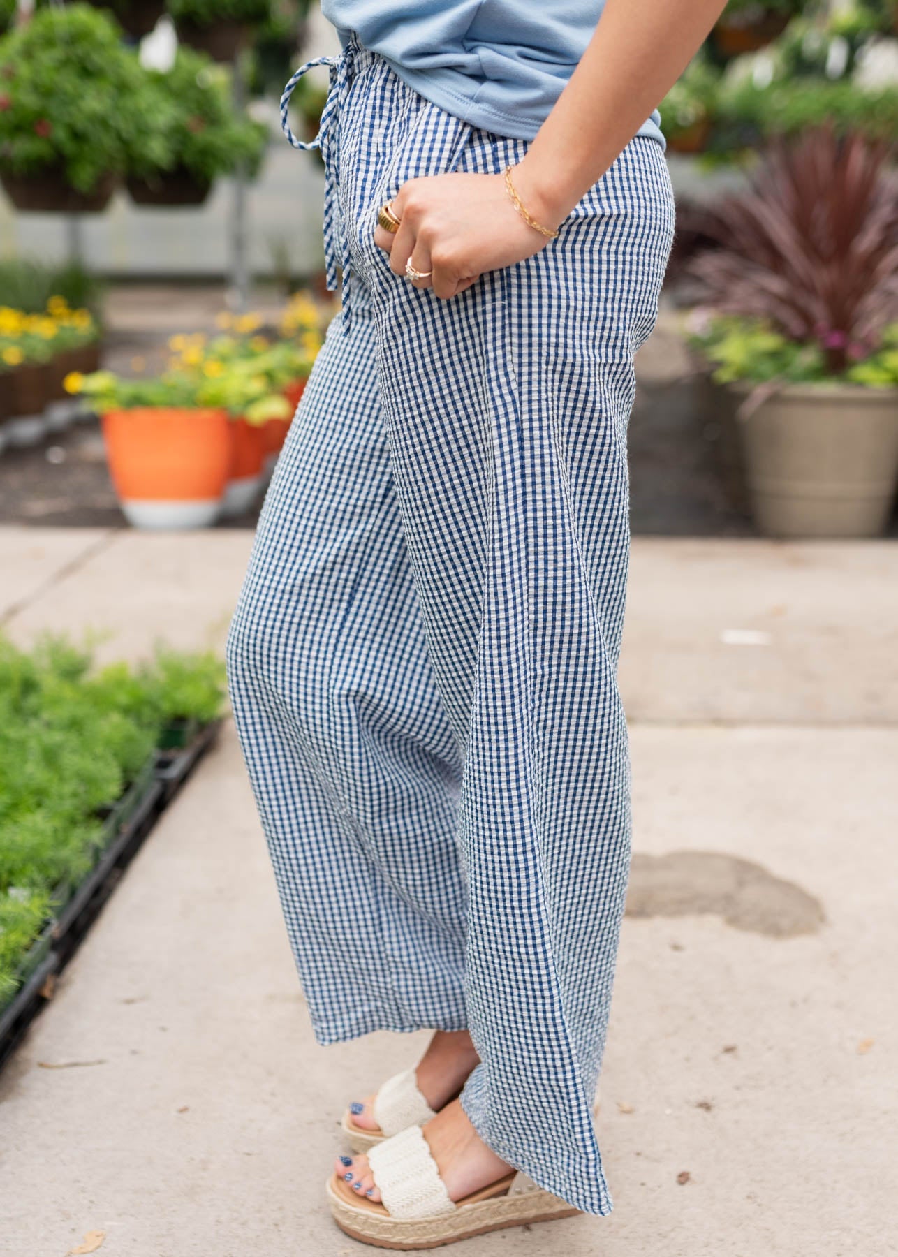 Brynn Blue Gingham Pants