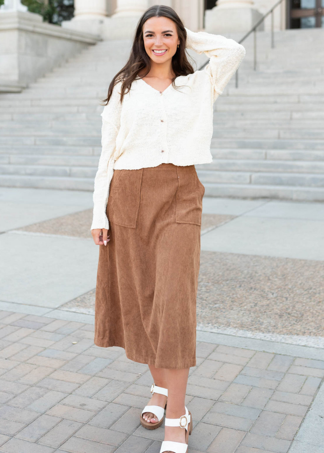Brynn Chesnut Corduroy Skirt