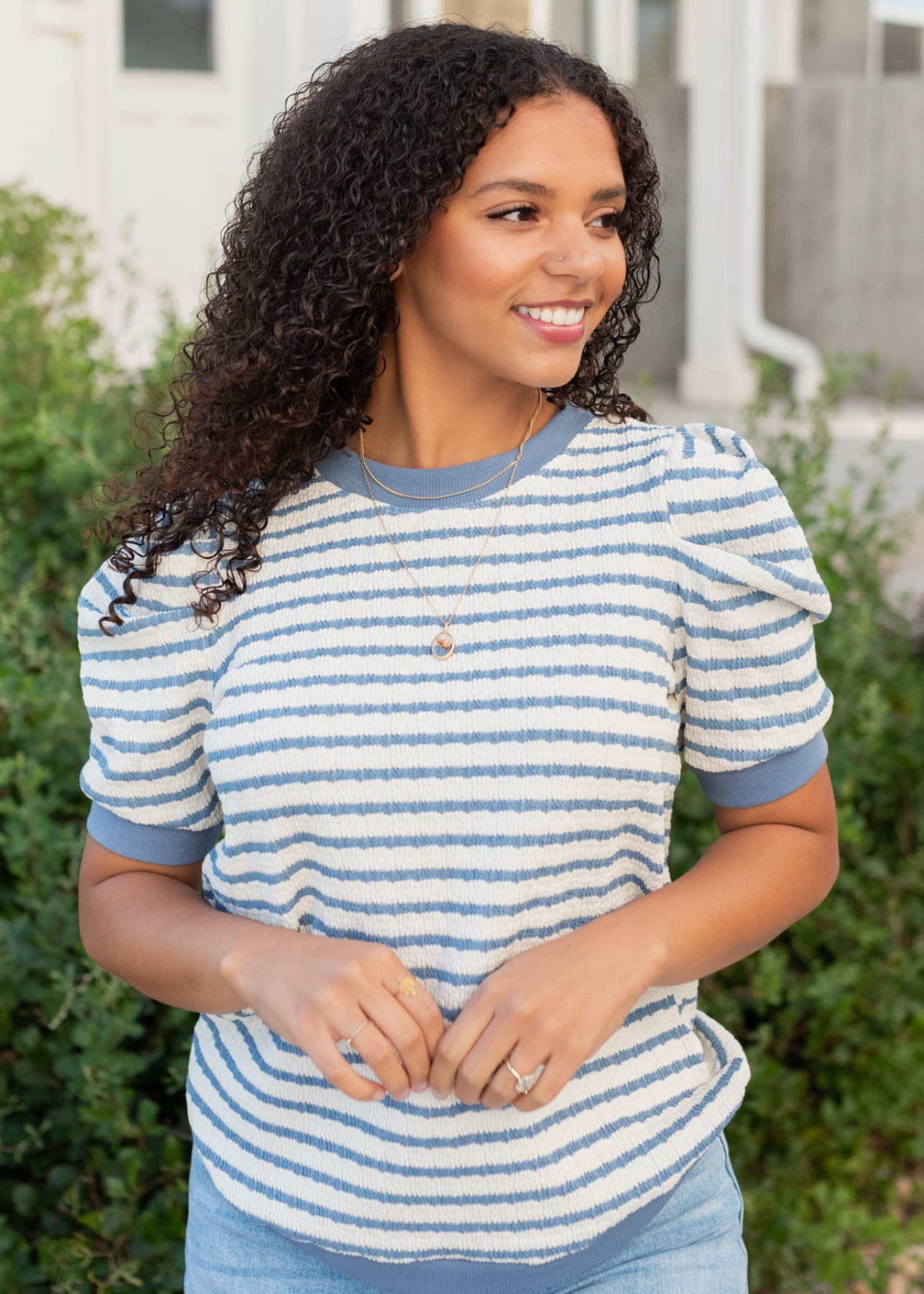 Cadence Blue Stripe Top