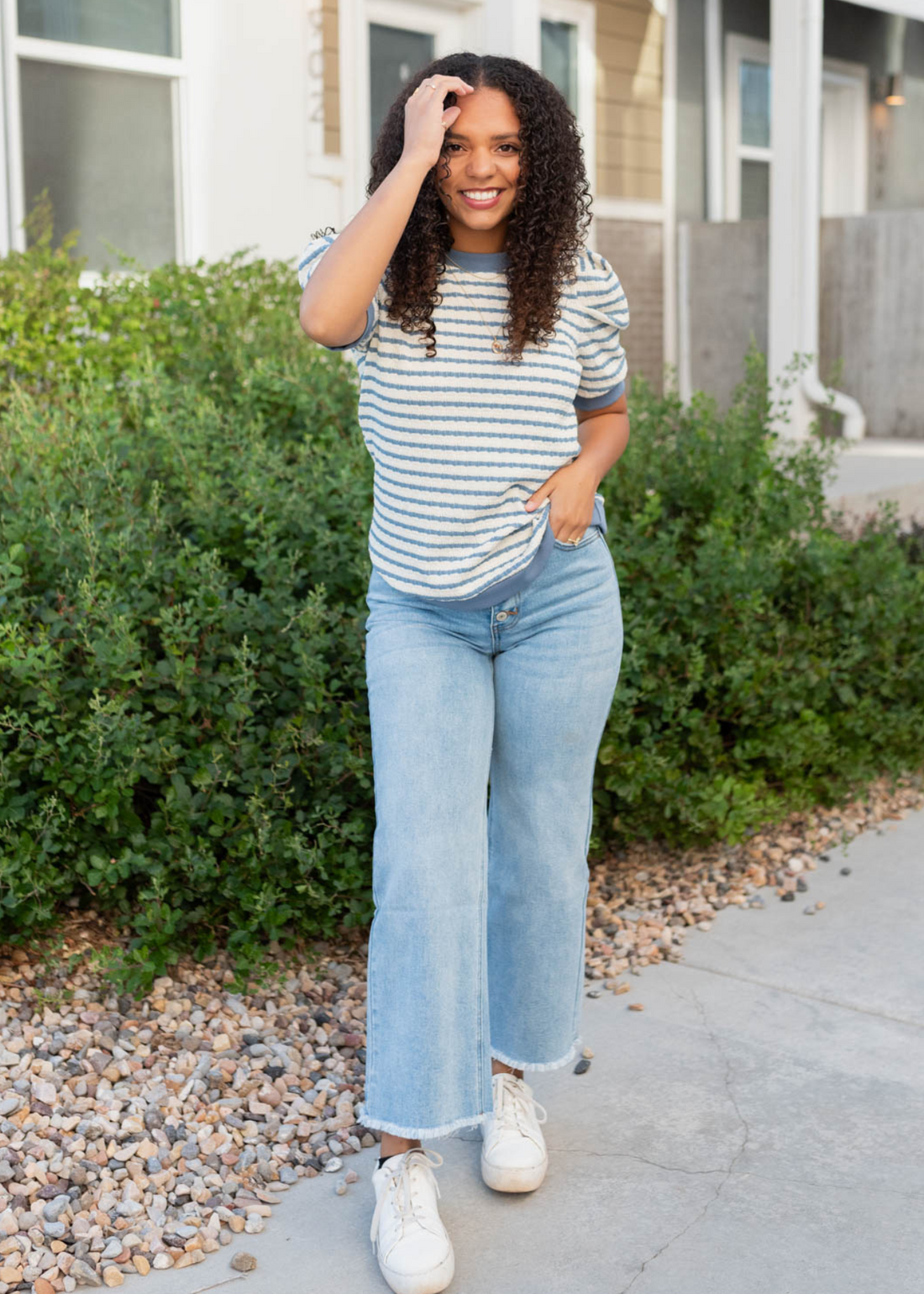 Cadence Blue Stripe Top