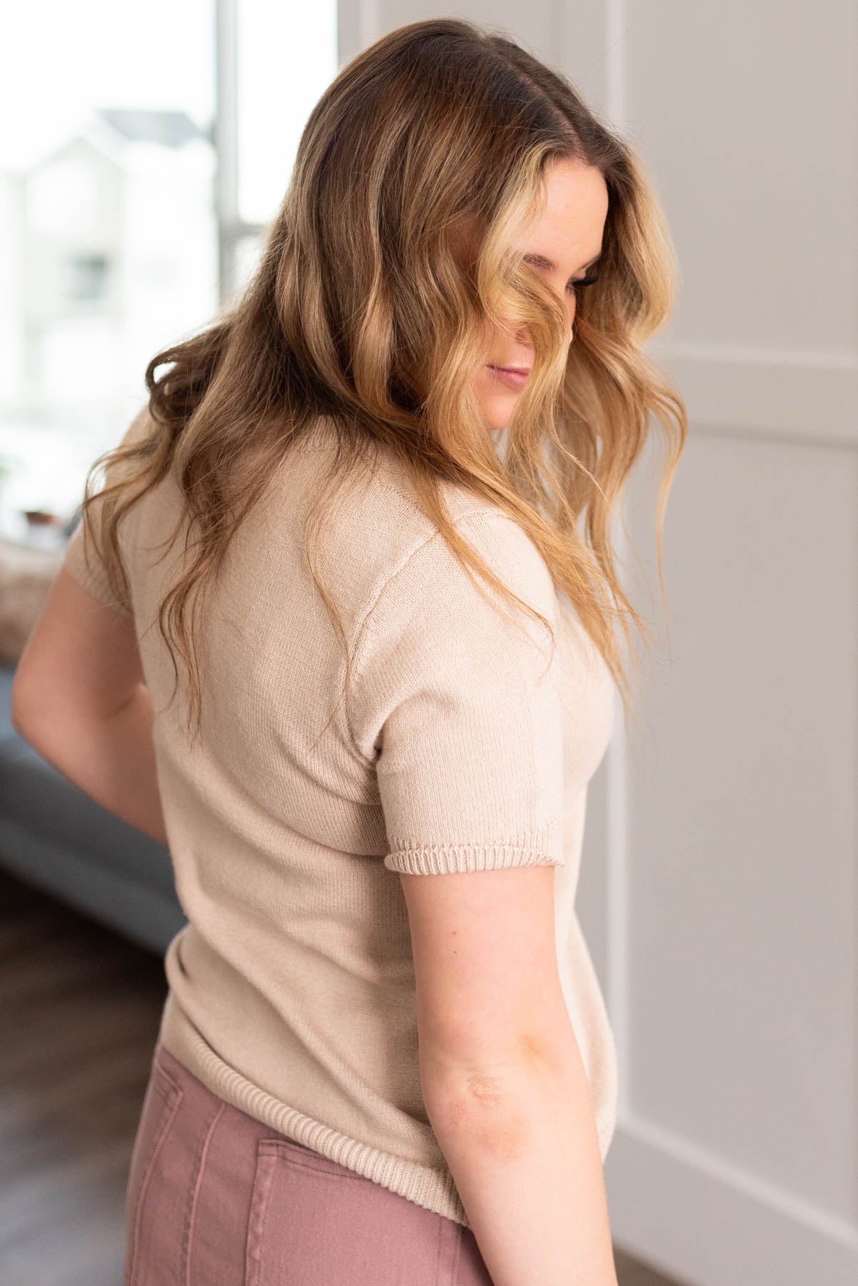 Capri Taupe Short Sleeve Top