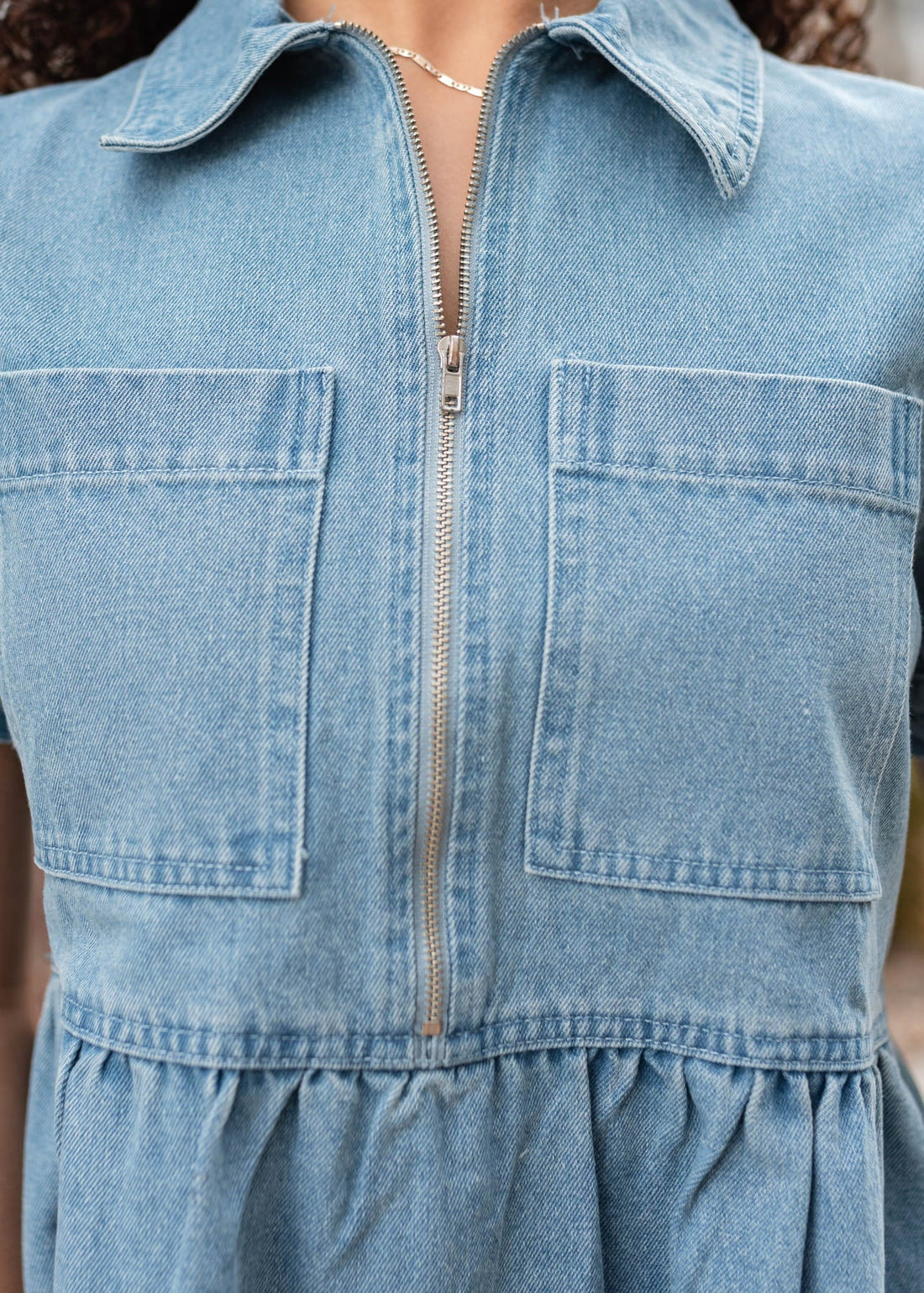 Caroline Denim Zip Up Dress