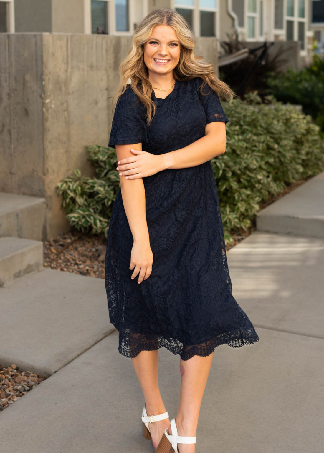 Cassandra Navy Lace Dress