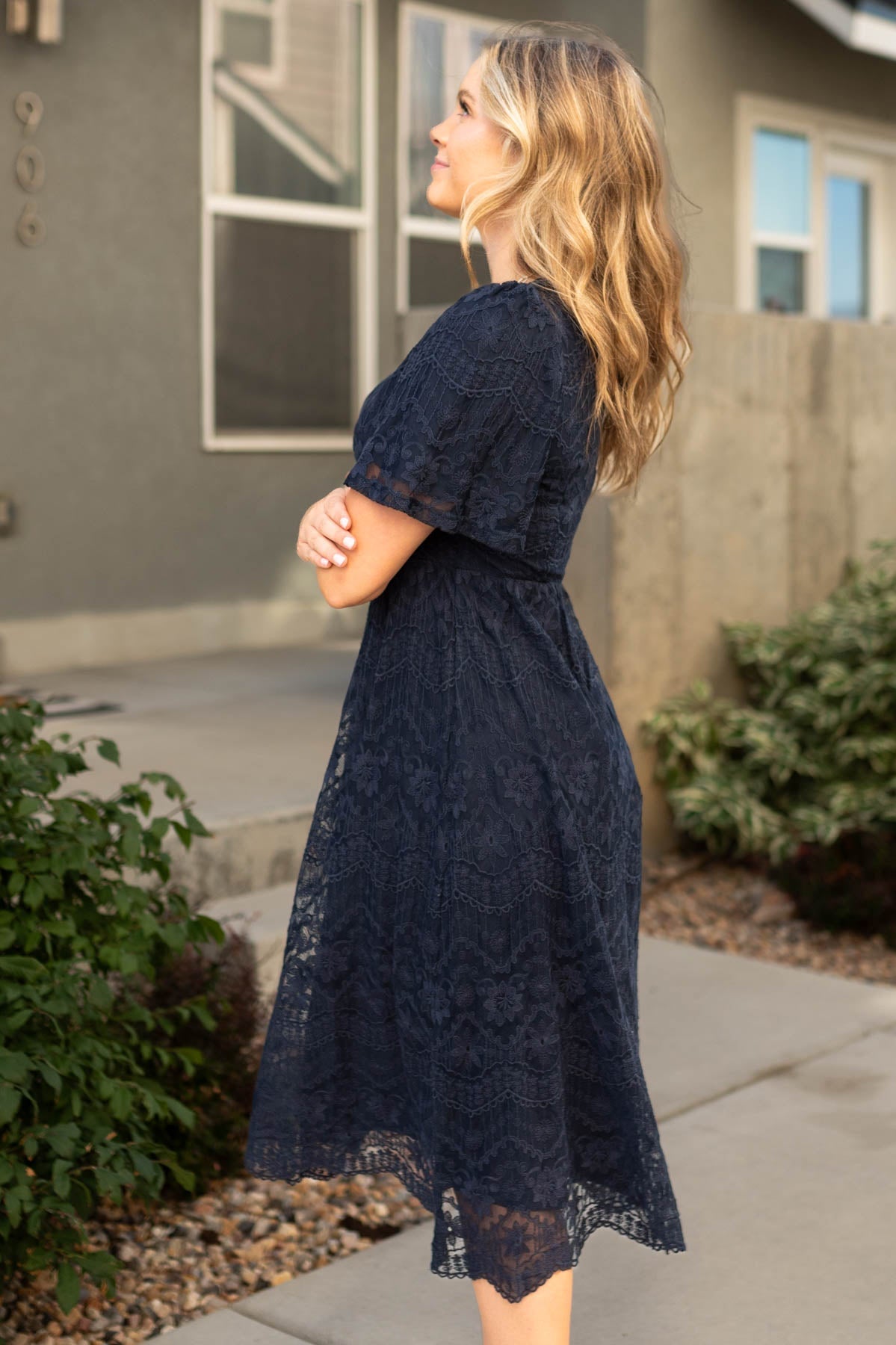 Cassandra Navy Lace Dress