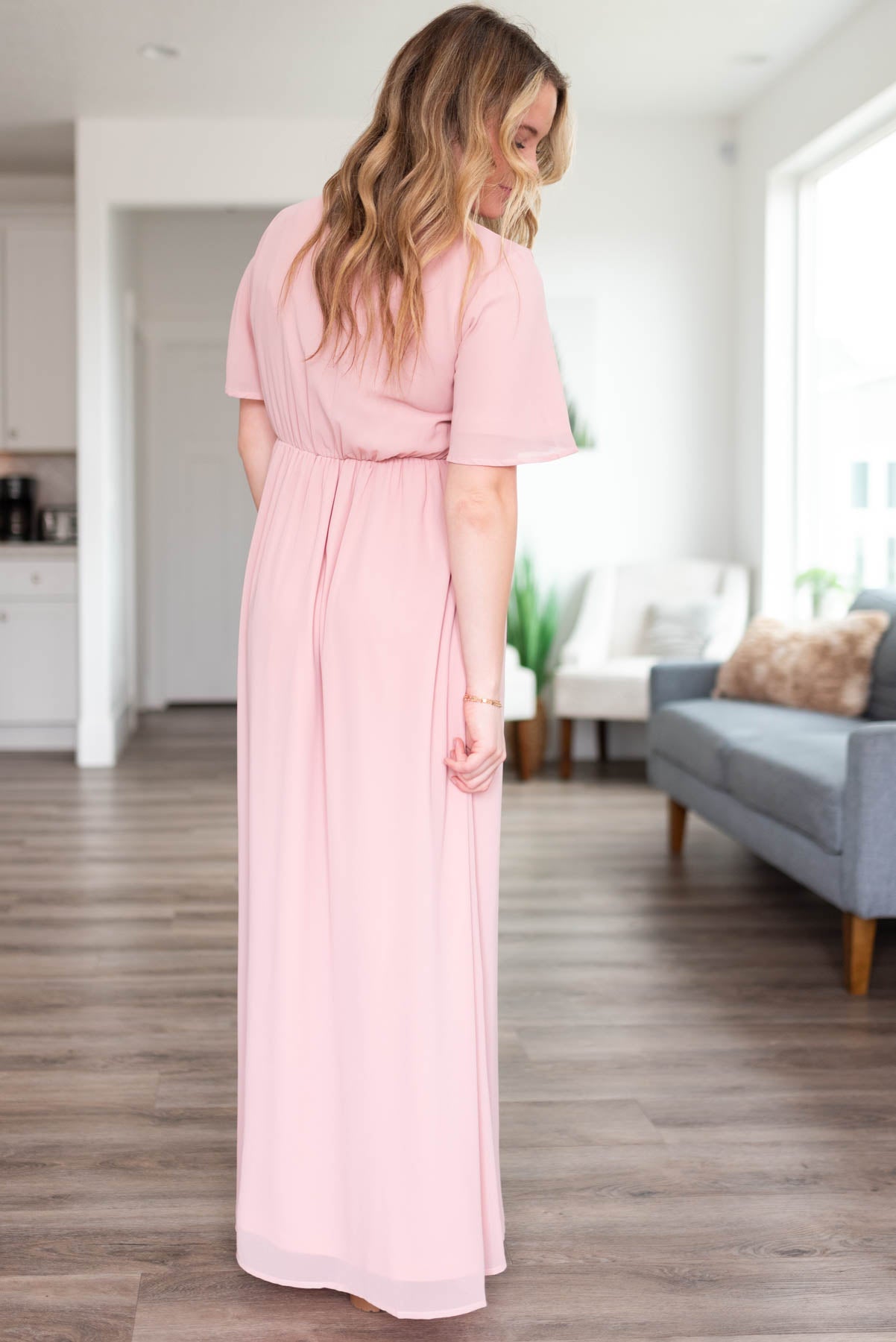 Cassie Blush Chiffon Dress