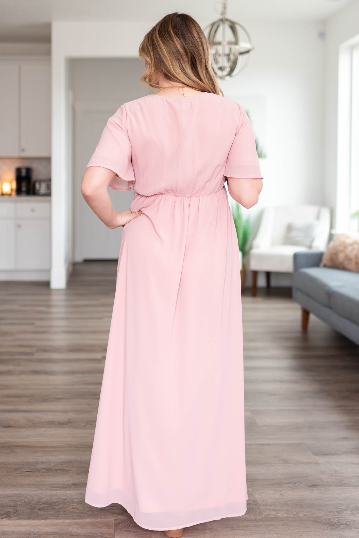 Cassie Blush Chiffon Dress