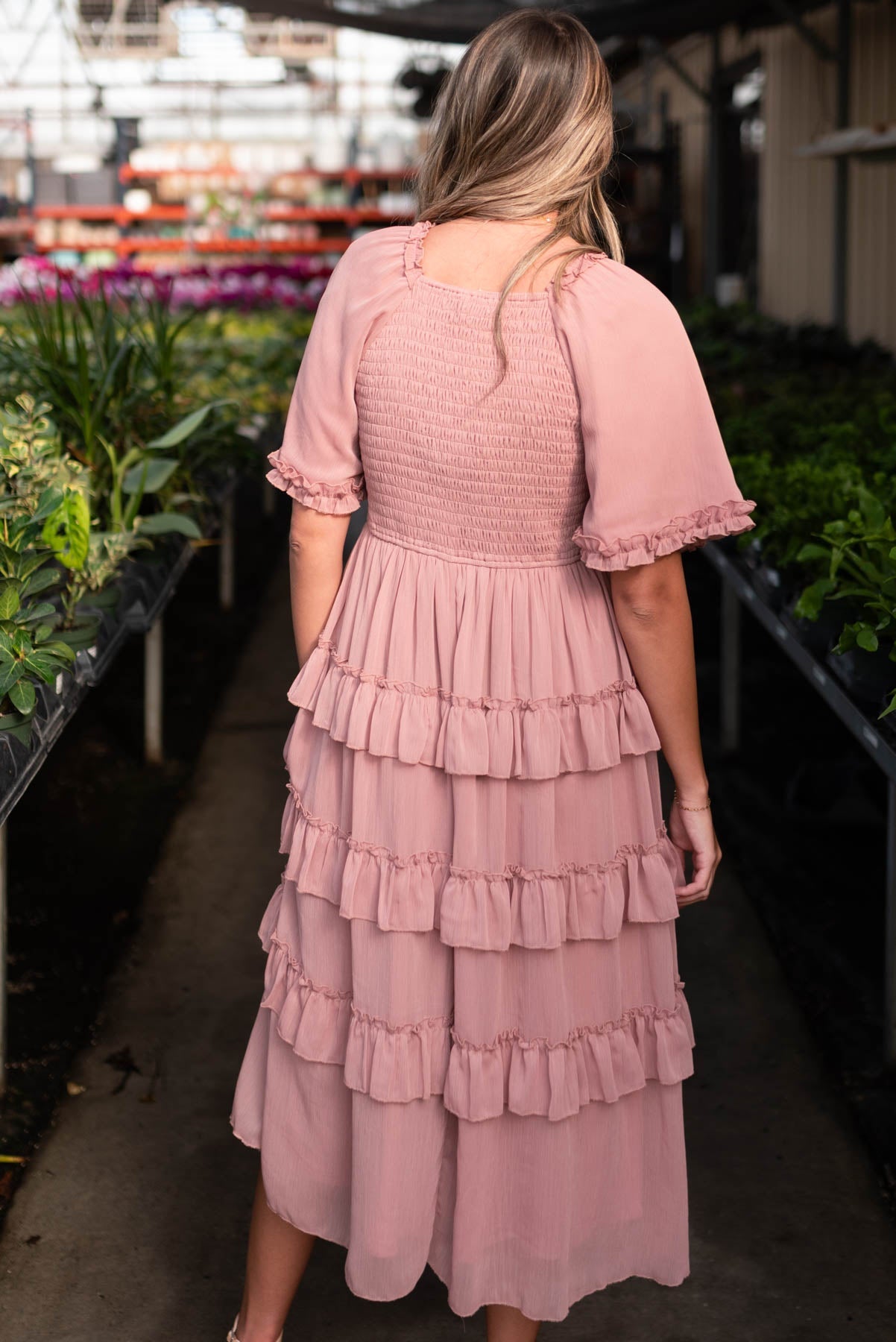 Cassy Dusty Pink Tiered Dress