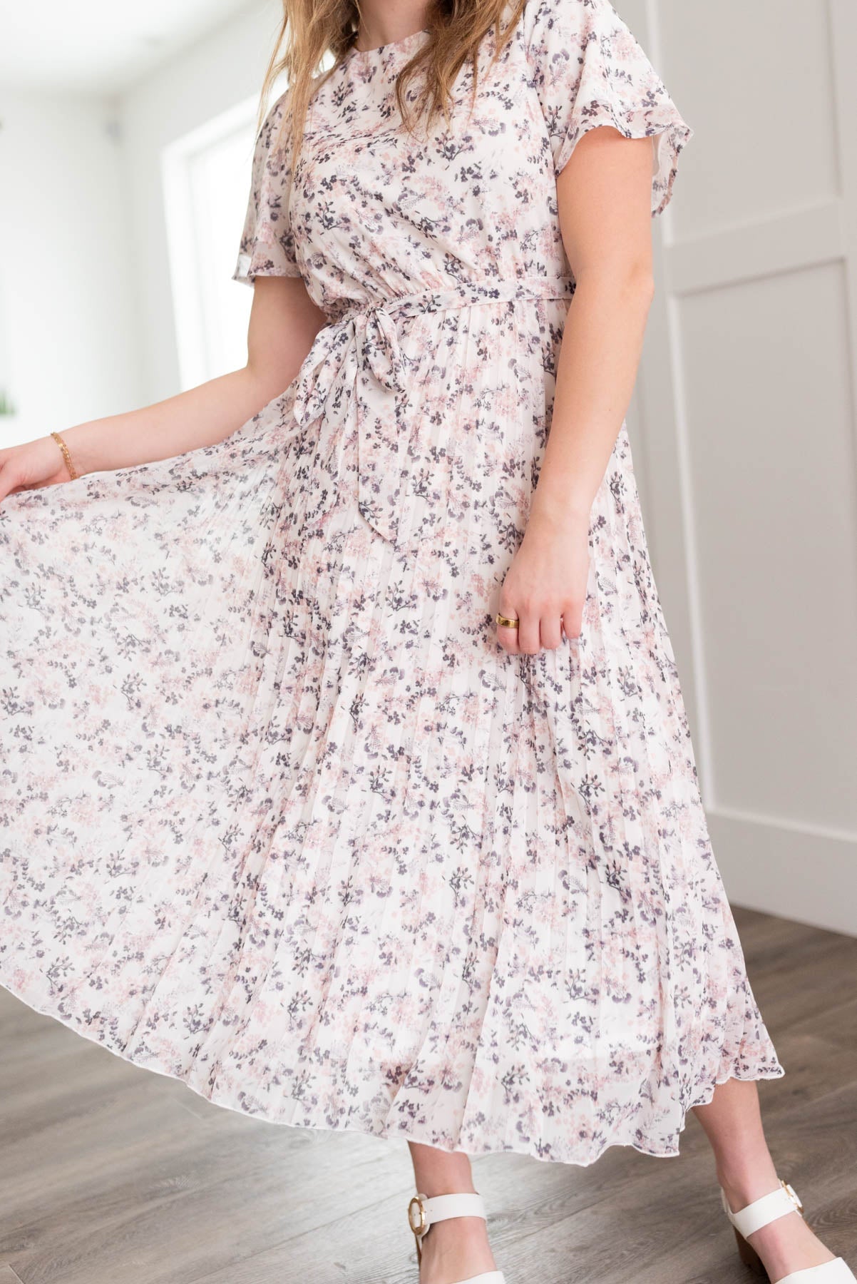 Cayla Ivory Floral Print Dress