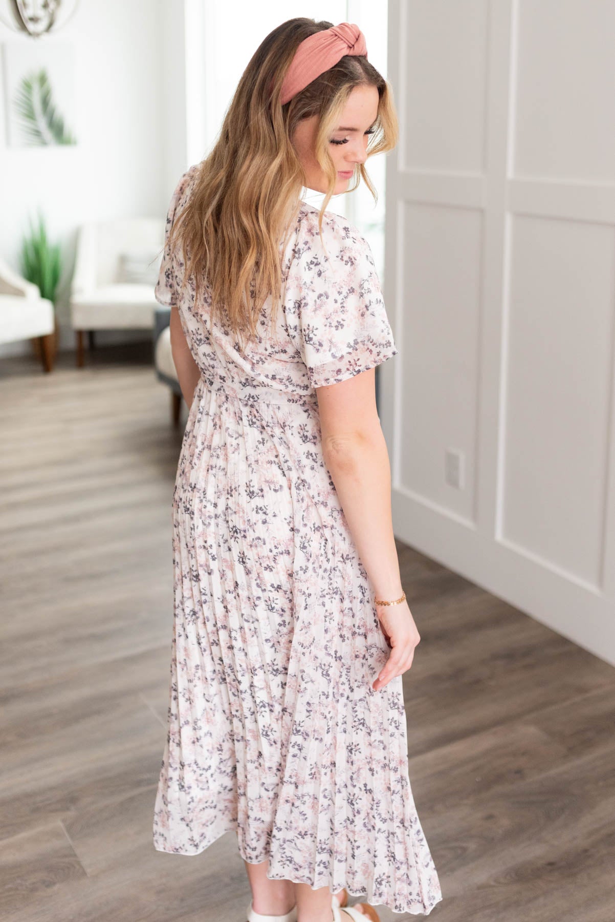 Cayla Ivory Floral Print Dress