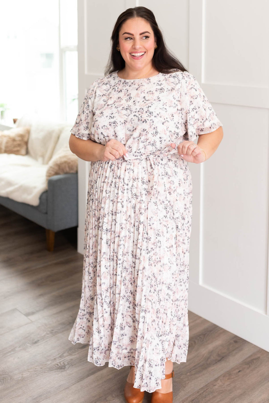 Cayla Ivory Floral Print Dress
