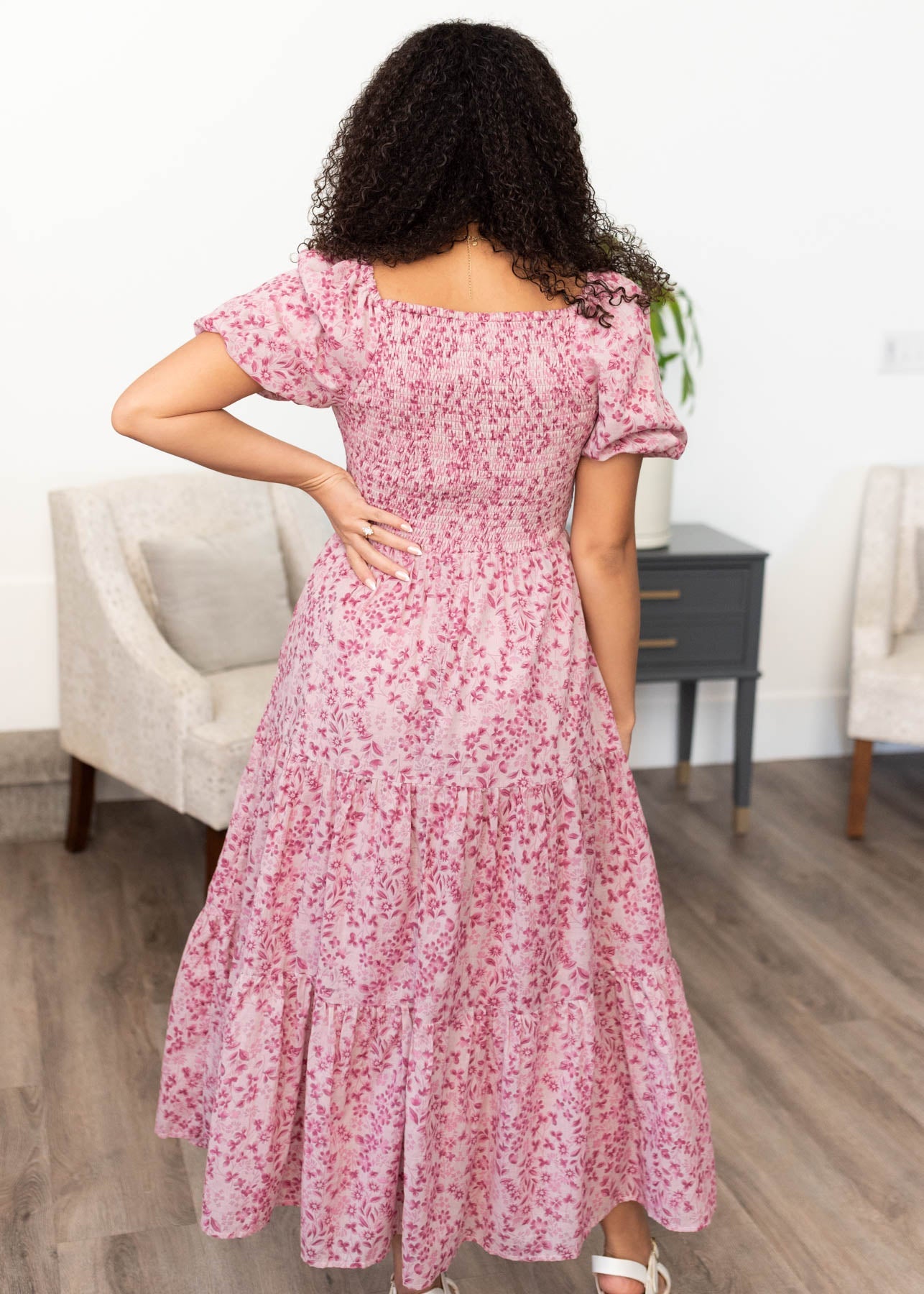 Celeste Blush Floral Tiered Dress