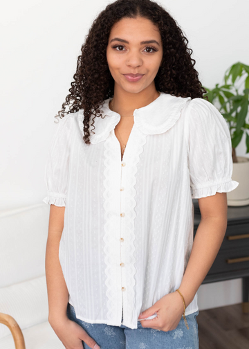Celilia White Button Blouse